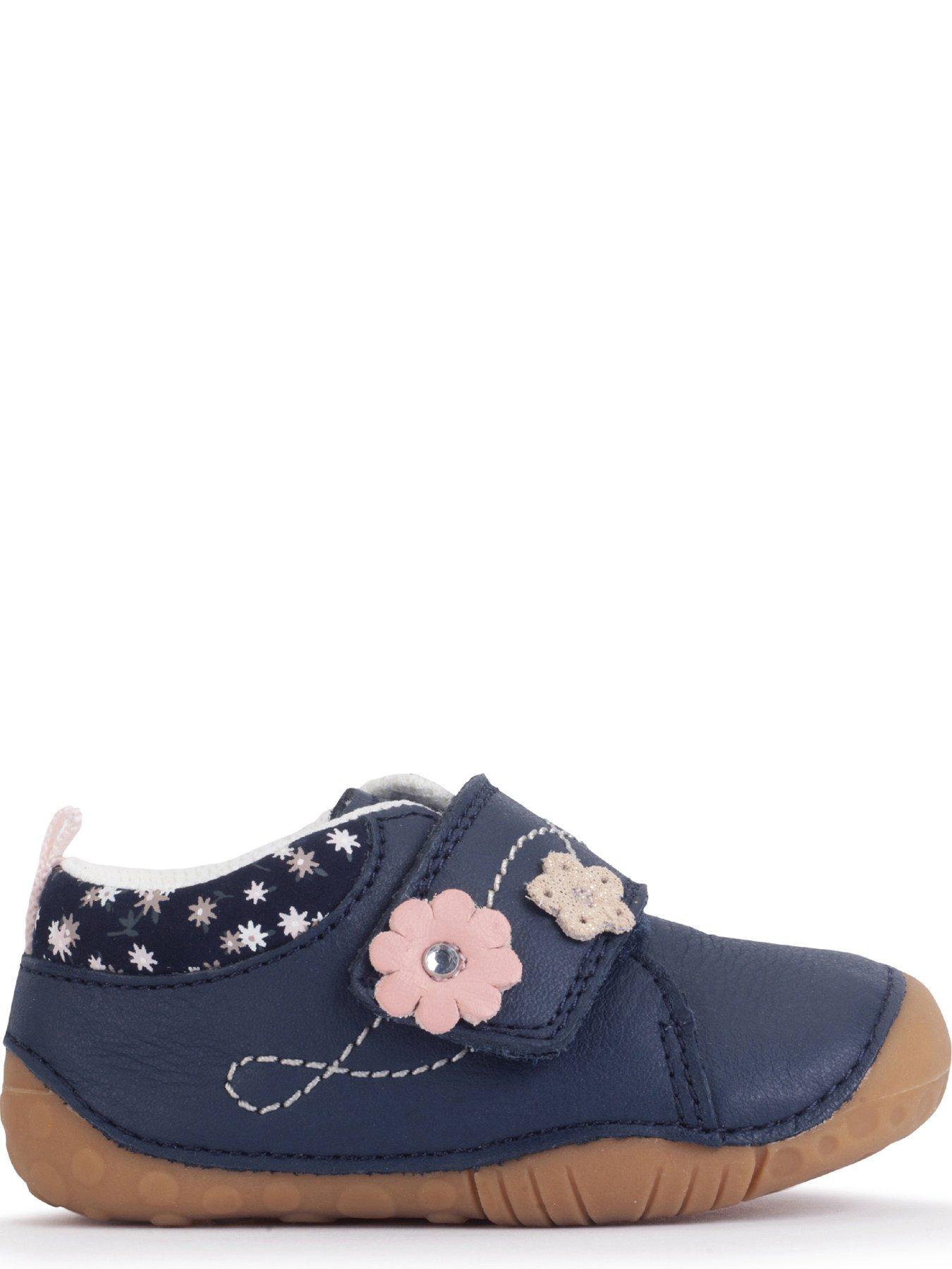  image of start-rite-lila-baby-girls-navy-leather-closed-rip-tape-pre-walkers