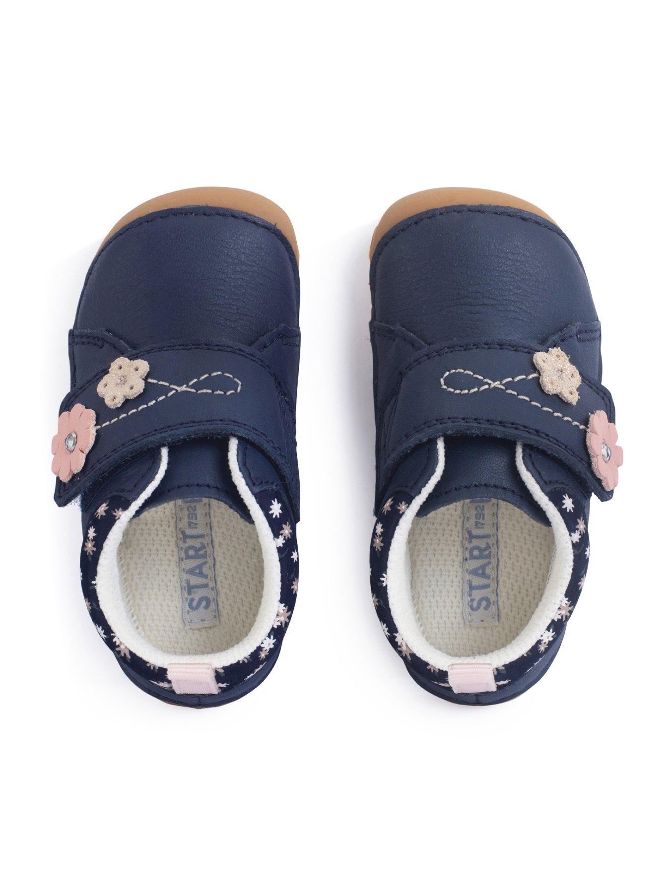  image of start-rite-lila-baby-girls-navy-leather-closed-rip-tape-pre-walkers