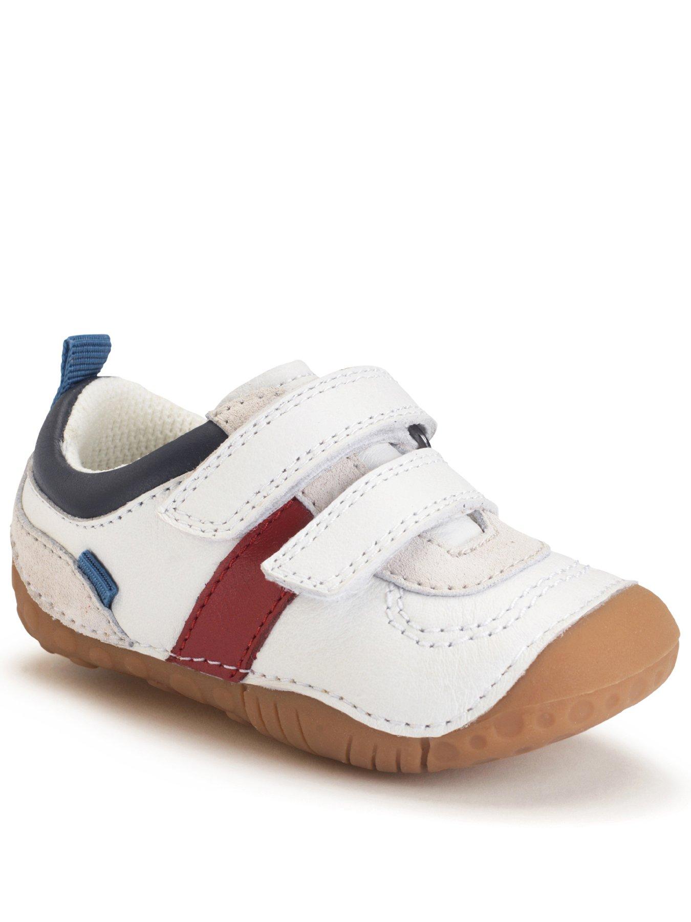 undefined Zap White Leather/Suede Baby Boys Rip Tape Pre-walking Trainers