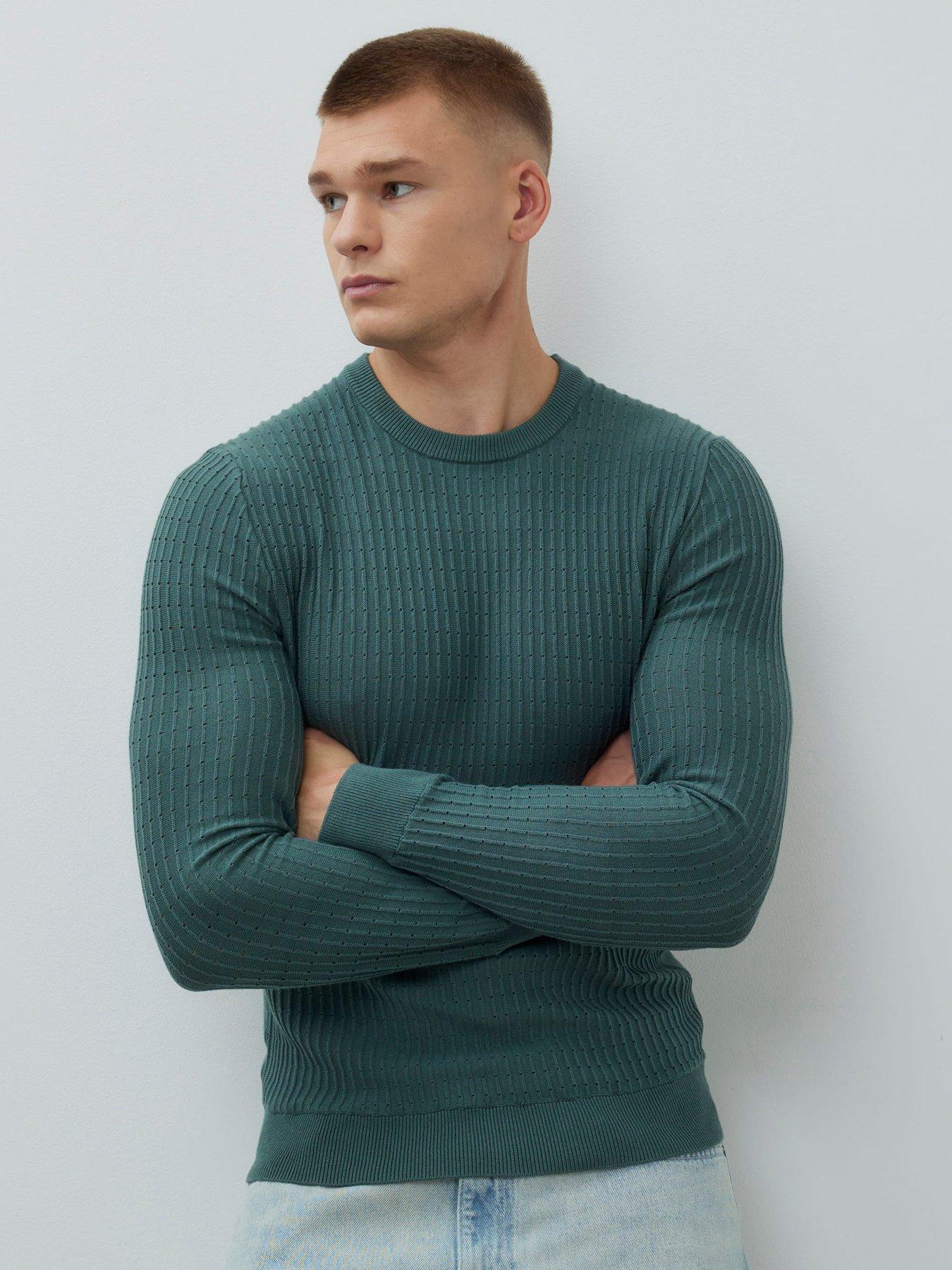 undefined Brick Muscle Fit Knitted Jumper - Green