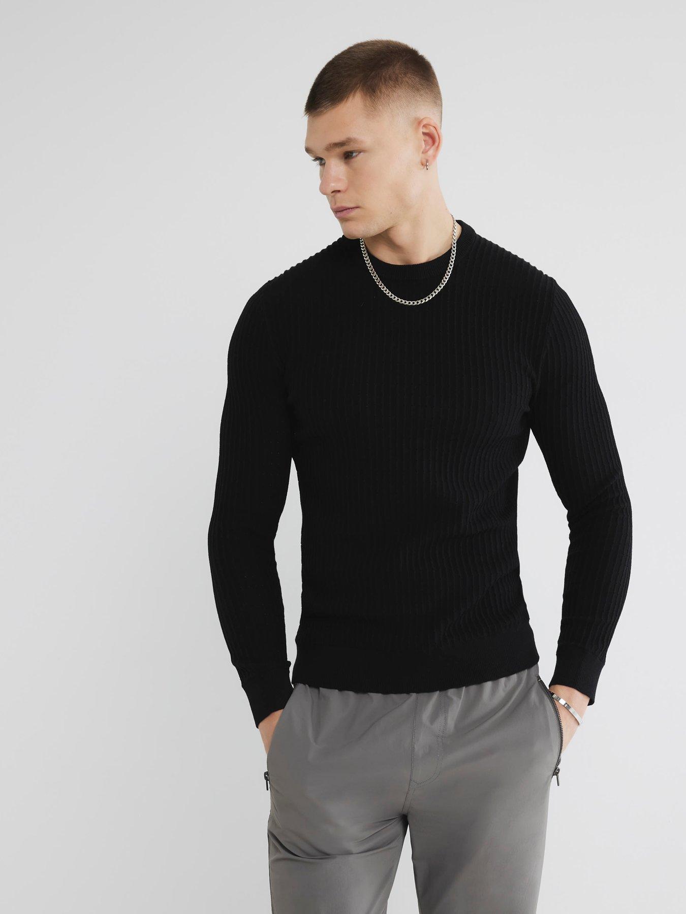 river-island-brick-muscle-fit-knitted-jumper-black