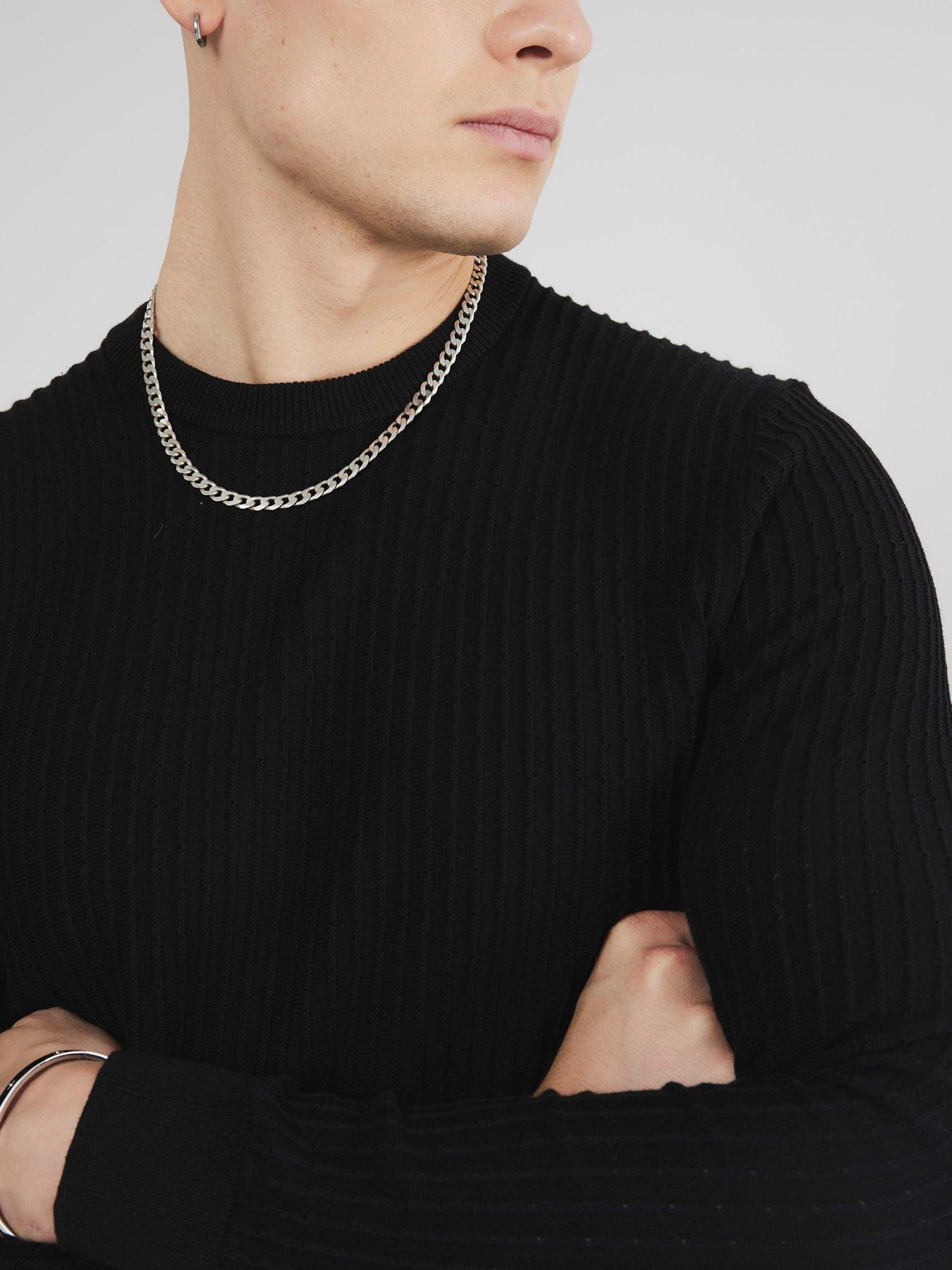 Image 4 of 6 of River Island Brick Muscle Fit Knitted Jumper - Black