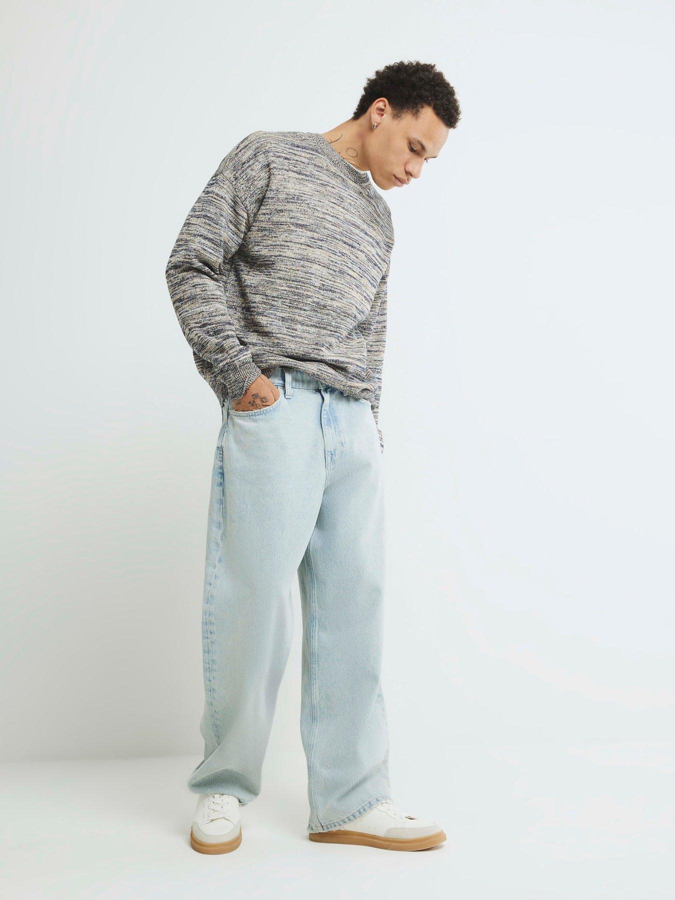 Image 2 of 4 of River Island Twist Crew Neck Knitted Jumper - Navy