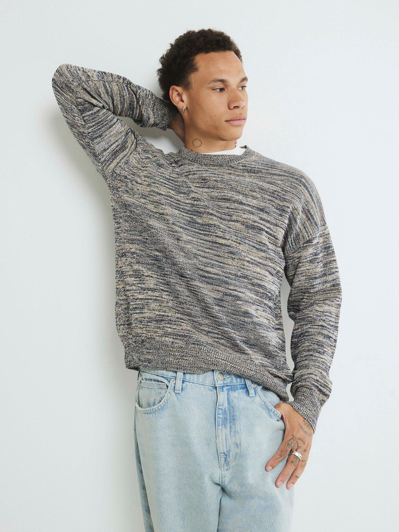 Image 3 of 4 of River Island Twist Crew Neck Knitted Jumper - Navy