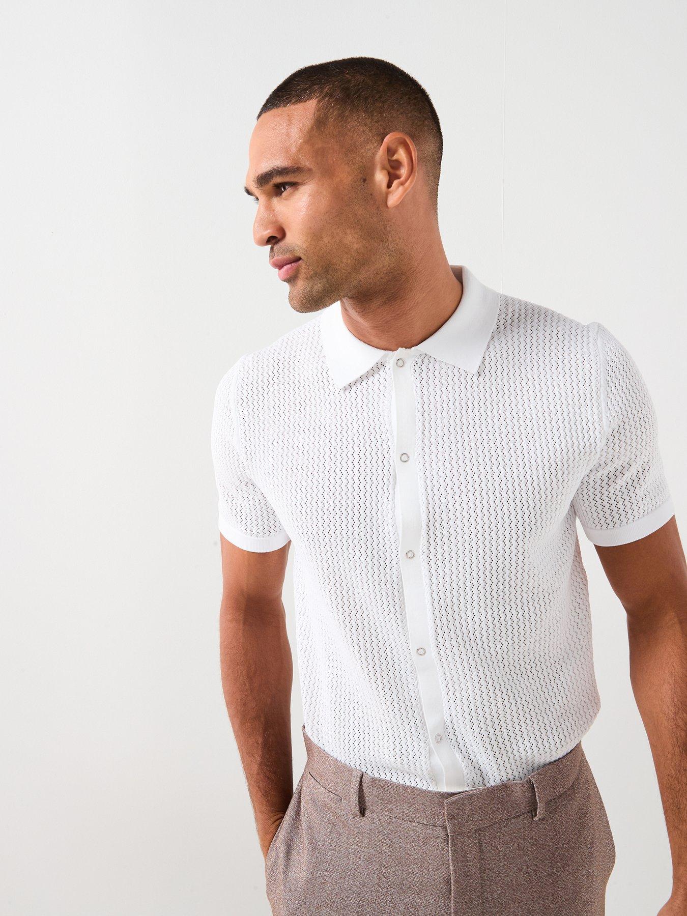 River Island River Island Short Sleeve Muscle Fit Textured Knit Shirt