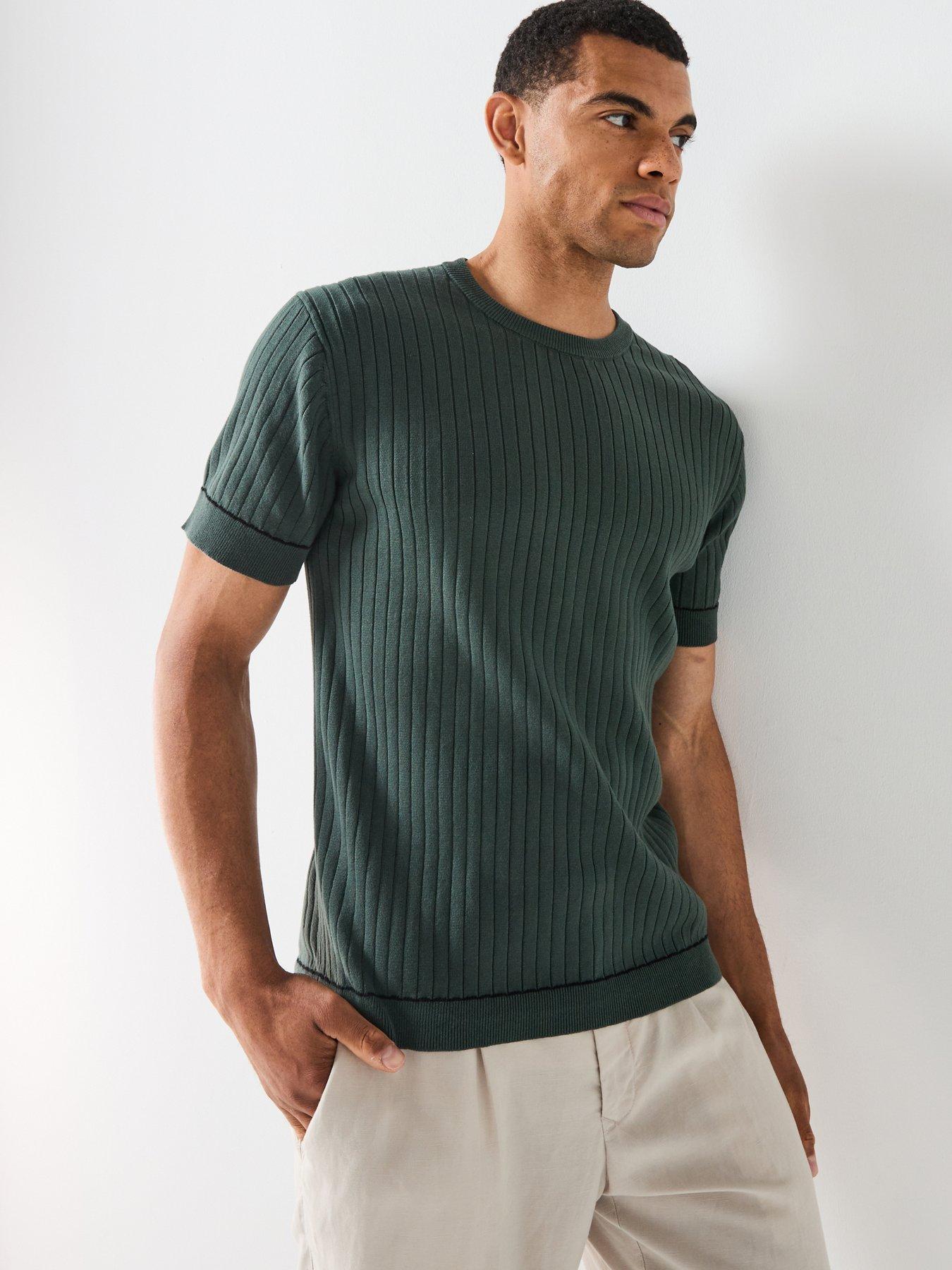 undefined Rib Knit T-Shirt - Green