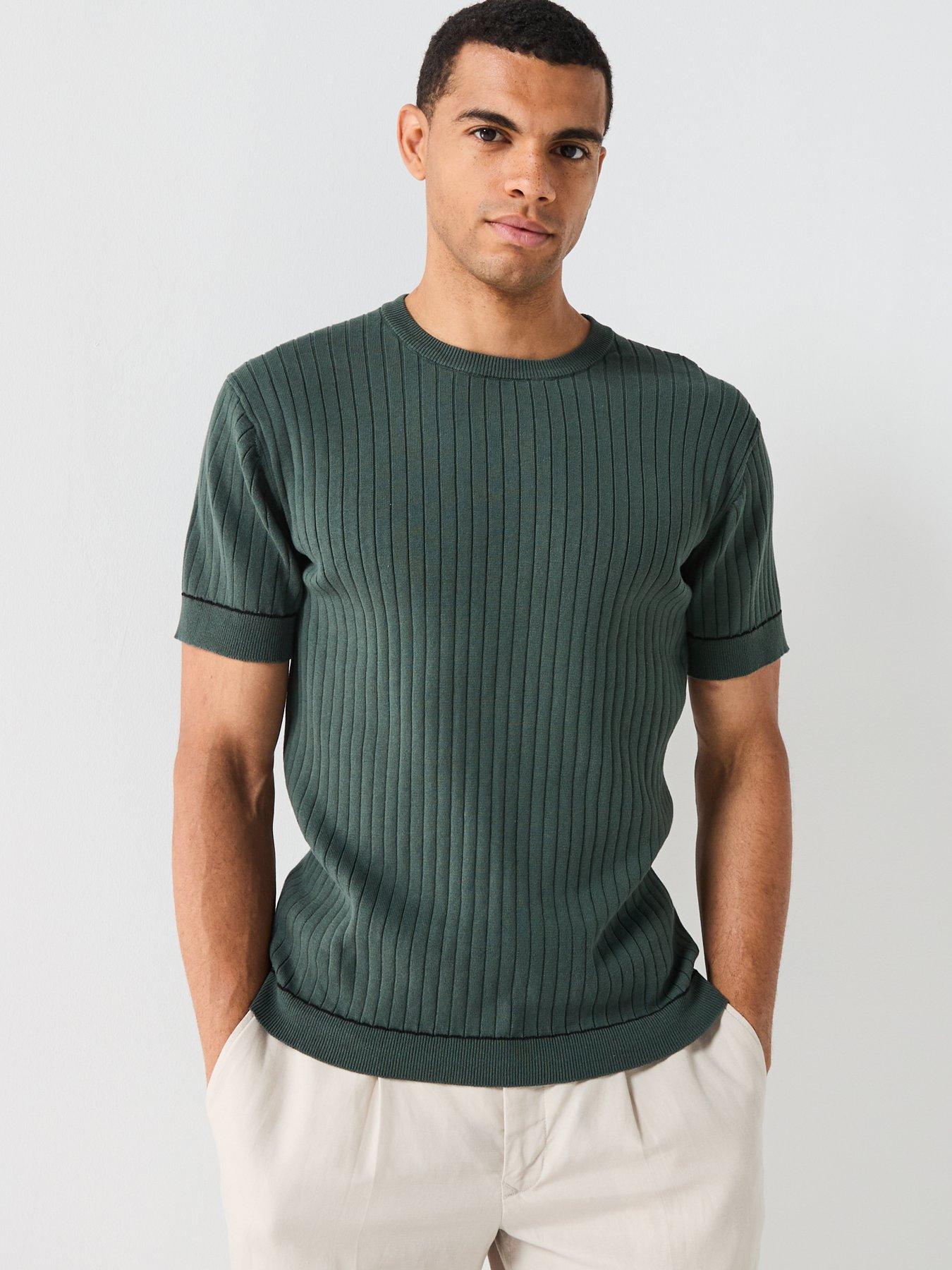Image 5 of 5 of River Island Rib Knit T-Shirt - Green