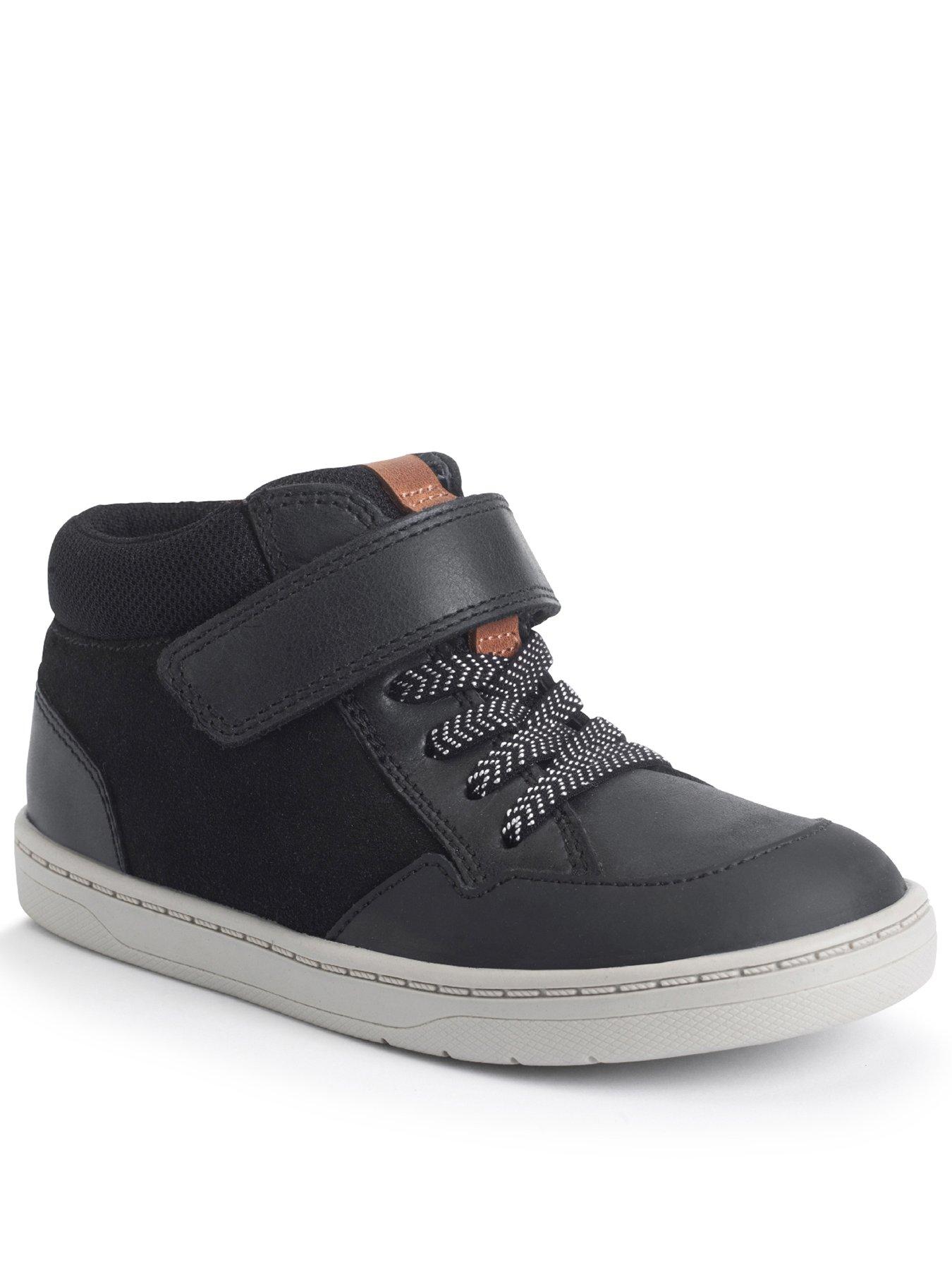 Start-rite Orbit Black Leather Nubuck Rip Tape Kids Causal Boots