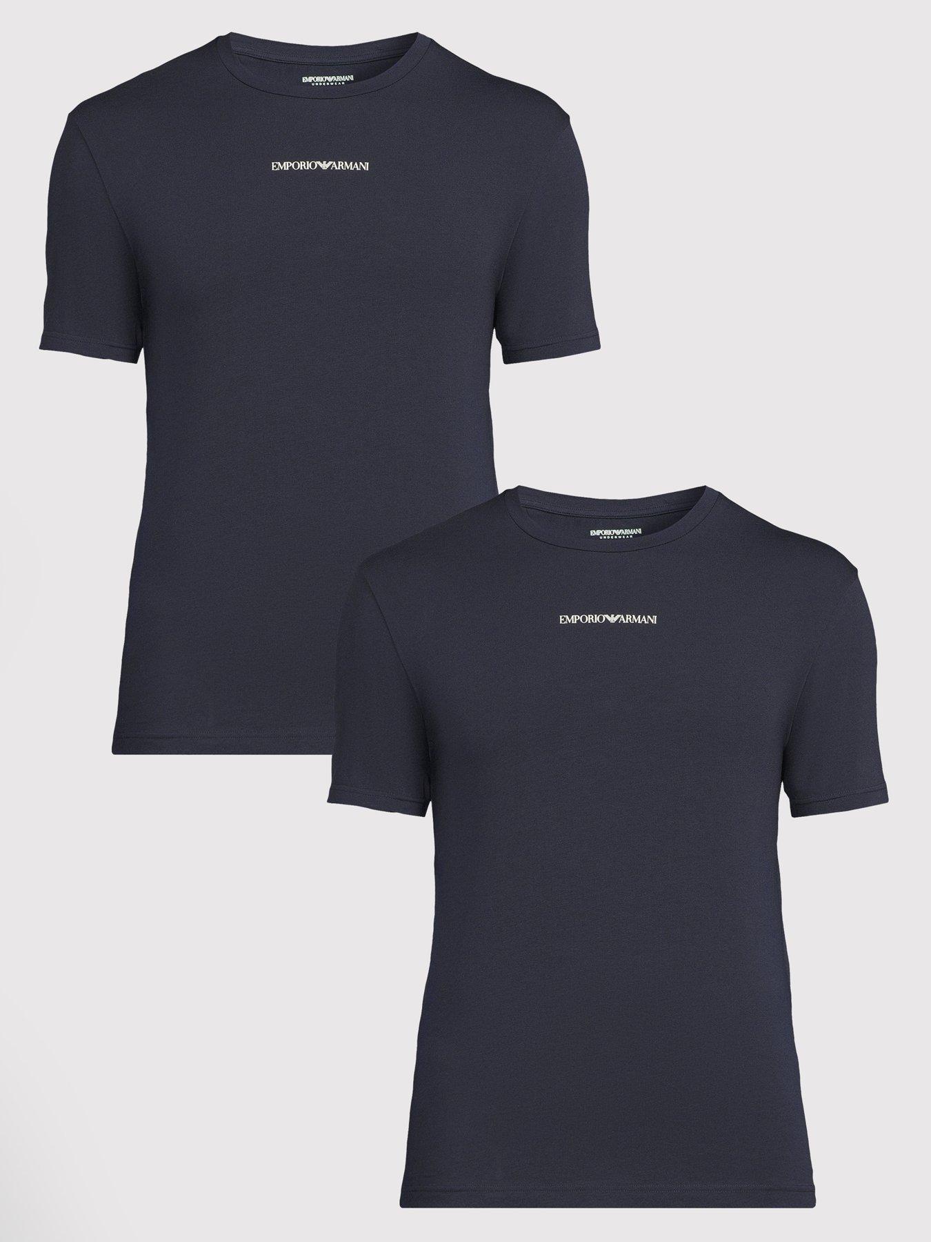 front image of emporio-armani-bodywear-2-pack-pipe-detail-t-shirts-navy