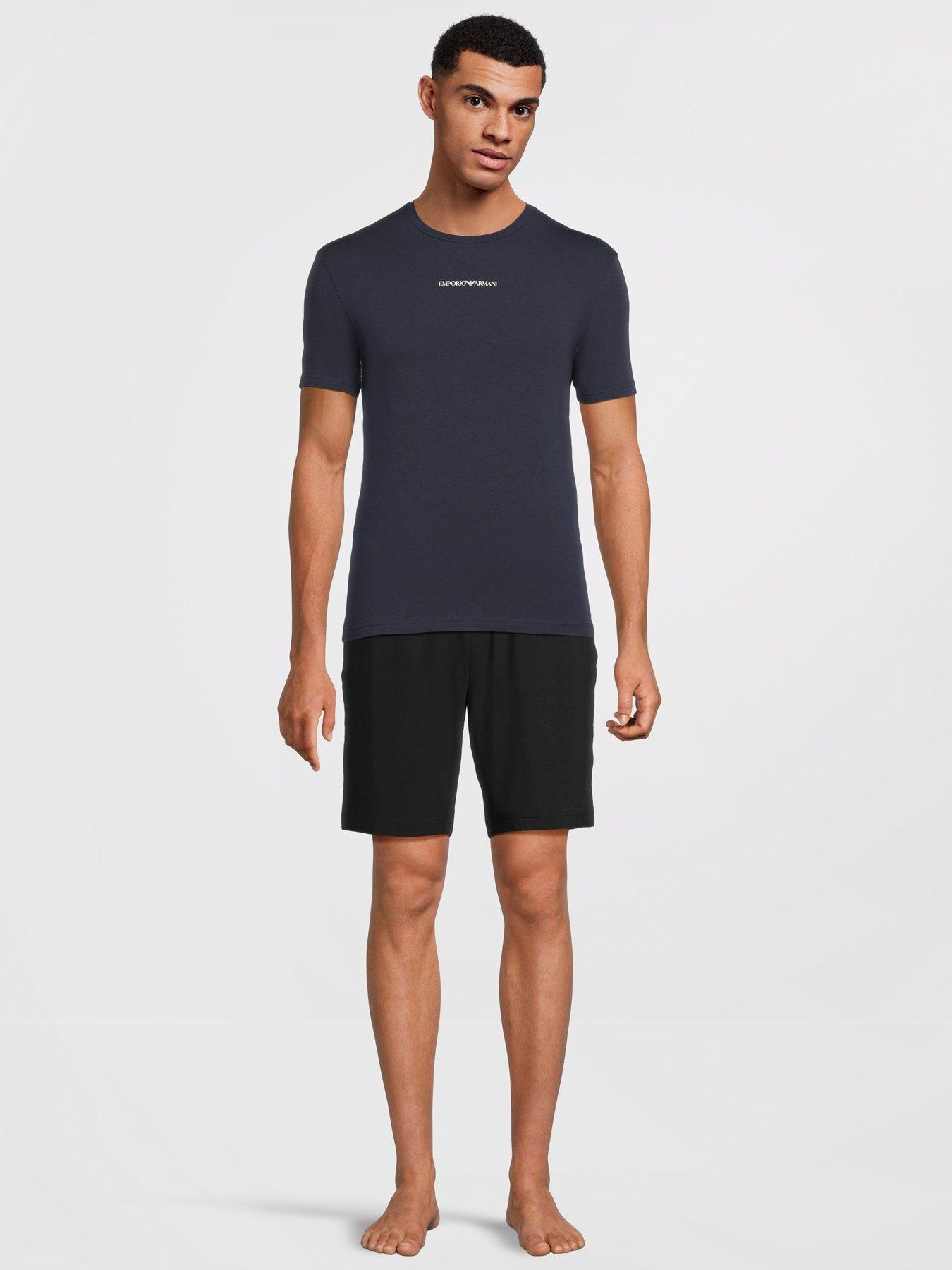  image of emporio-armani-bodywear-2-pack-pipe-detail-t-shirts-navy
