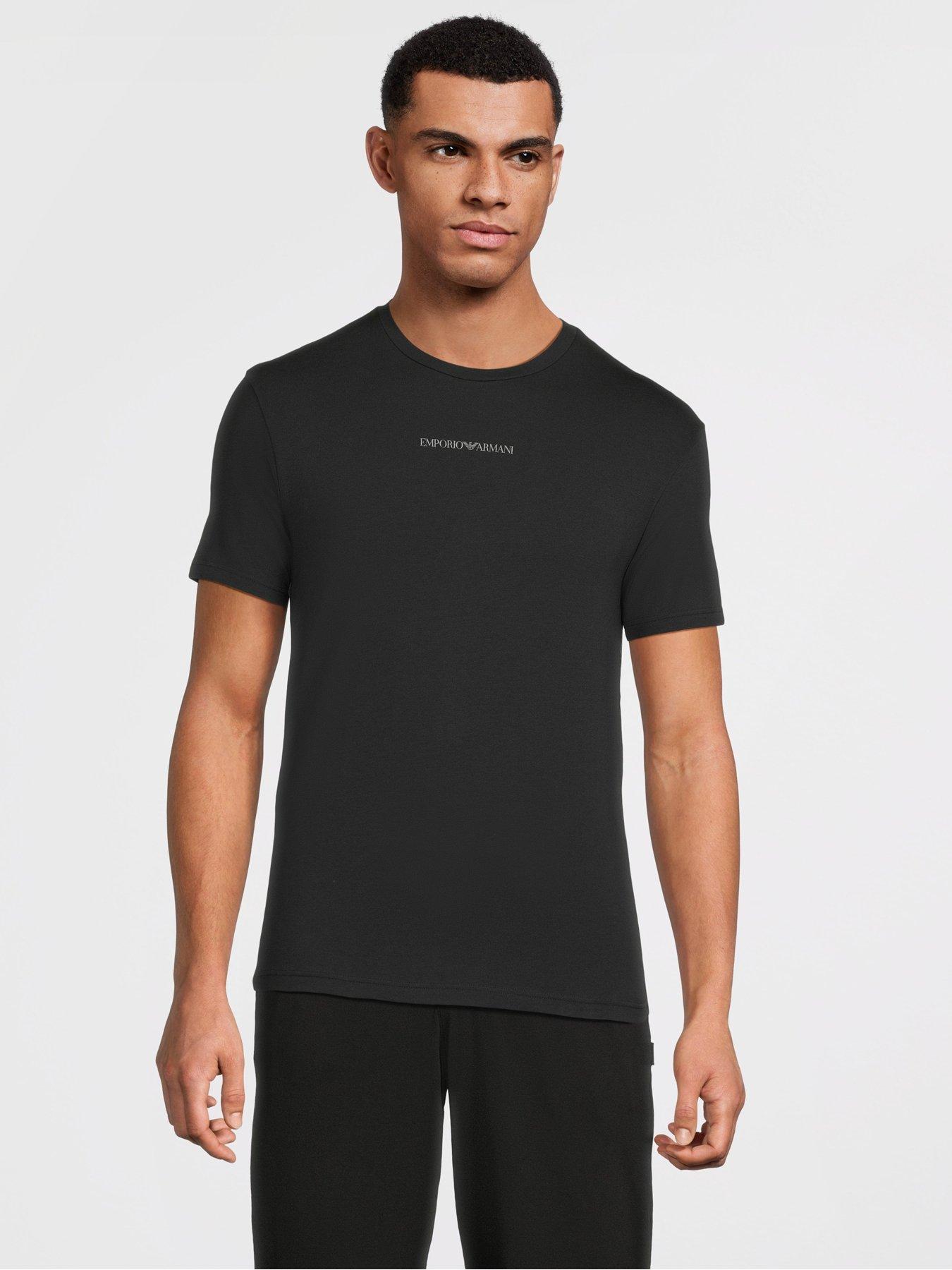  image of emporio-armani-bodywear-2-pack-pipe-detail-t-shirts-black