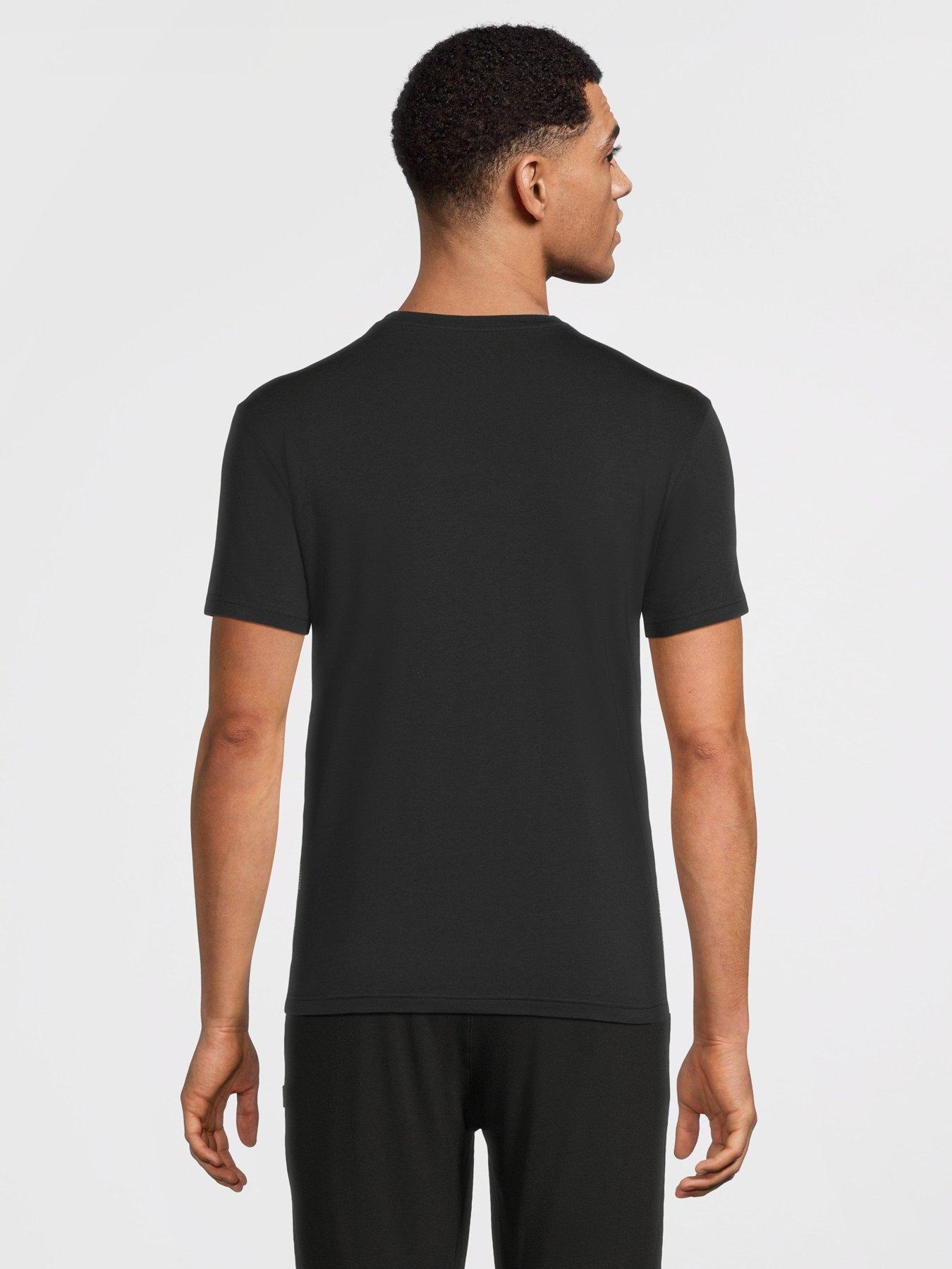  image of emporio-armani-bodywear-2-pack-pipe-detail-t-shirts-black