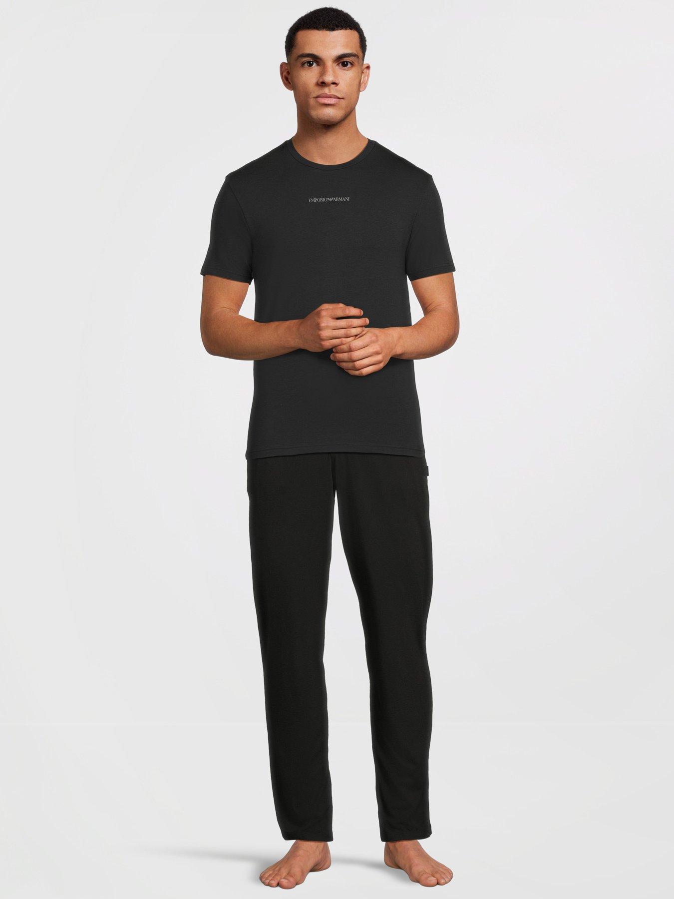  image of emporio-armani-bodywear-2-pack-pipe-detail-t-shirts-black