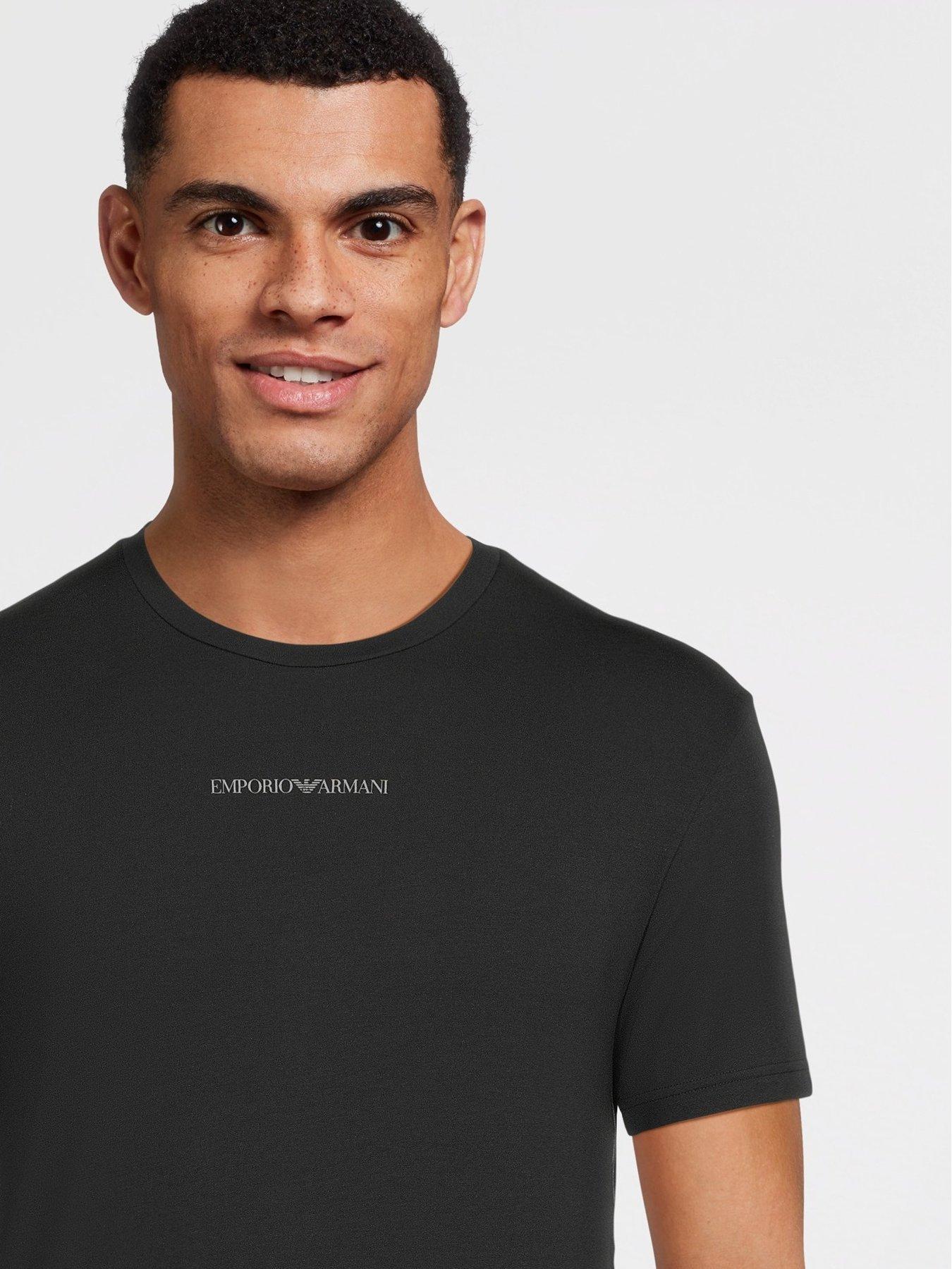  image of emporio-armani-bodywear-2-pack-pipe-detail-t-shirts-black