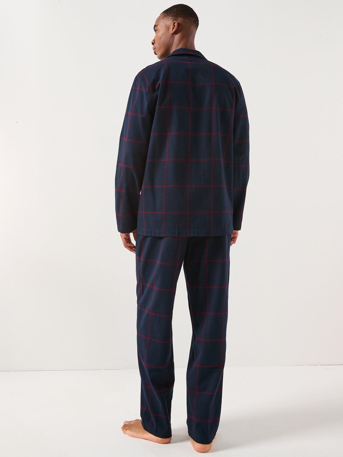  image of emporio-armani-bodywear-tartan-flannel-woven-pyjama-set-navy