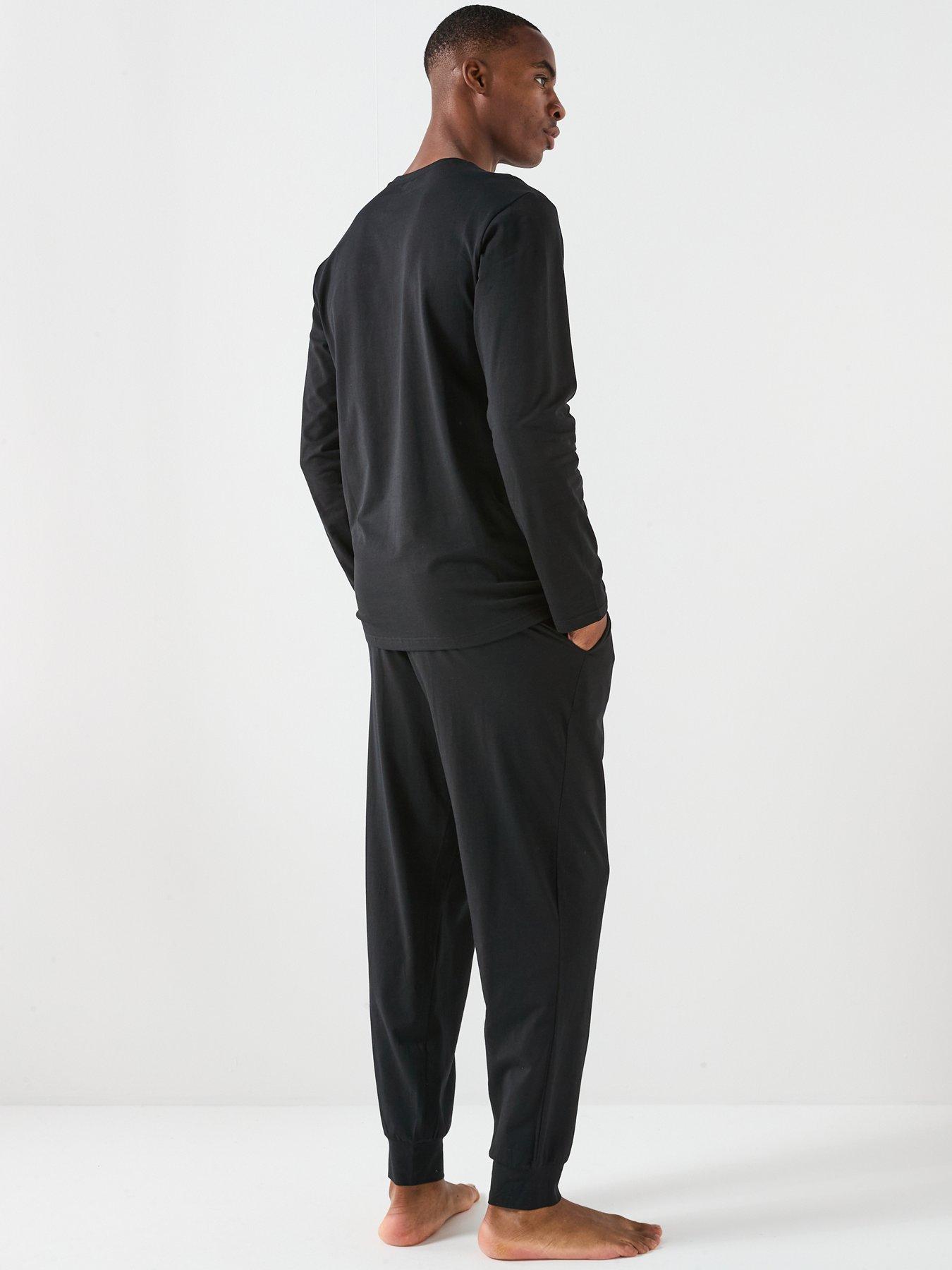 stillFront image of emporio-armani-bodywear-megalogo-jersey-pyjama-set-black