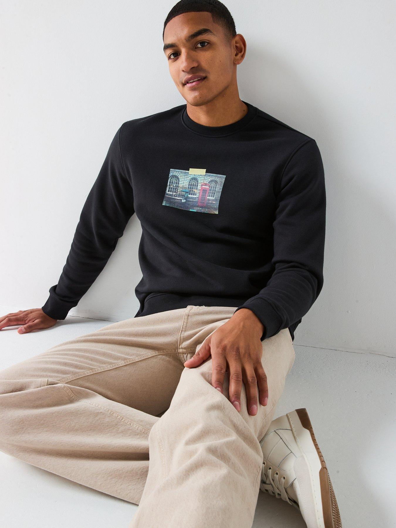 Image 4 of 5 of ONLY & SONS Kyle London Phonebox Crew Neck Sweatshirt - Black