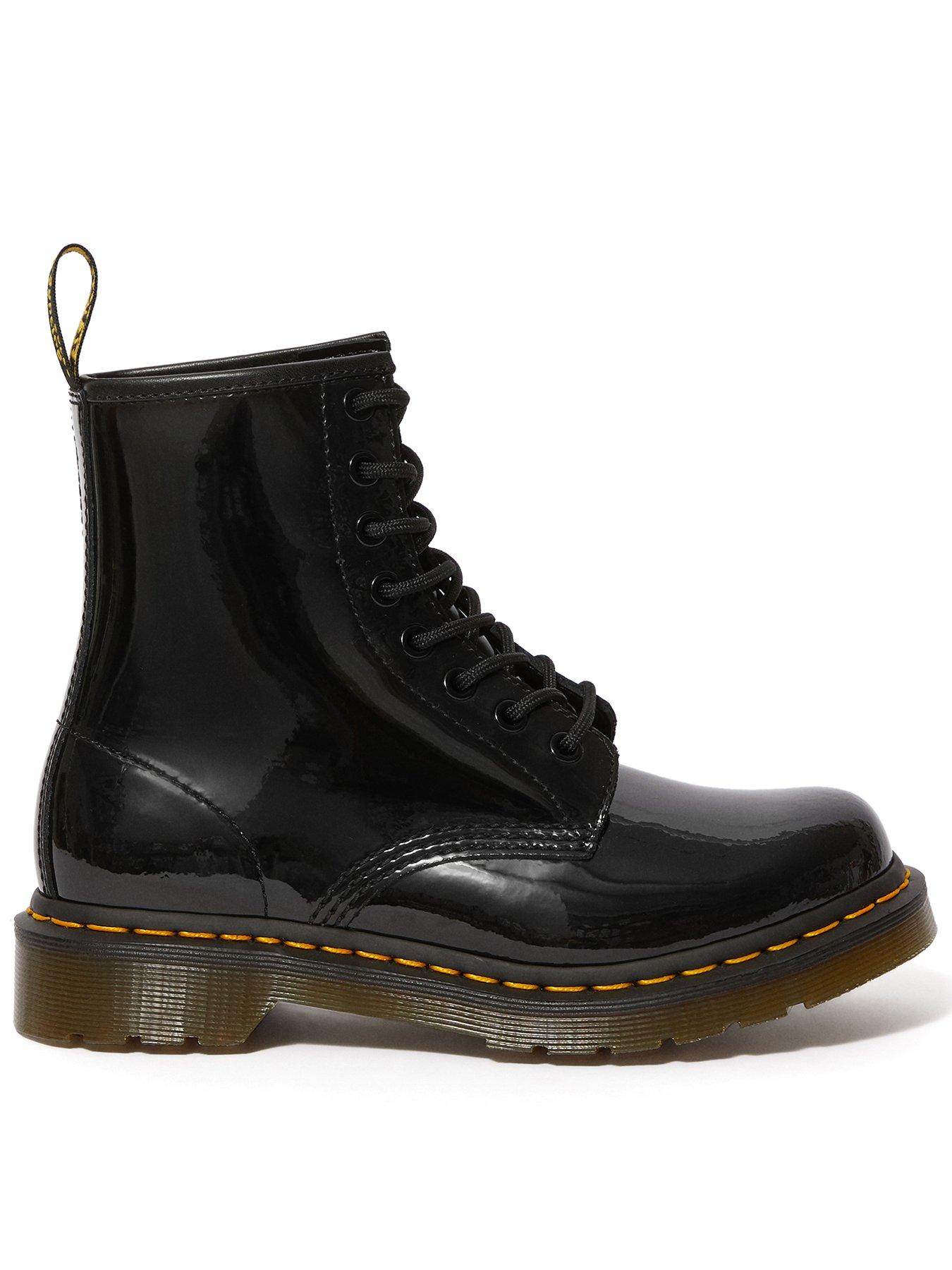 undefined 1460 Patent Leather 8 Eye Lace Up Boots - Black