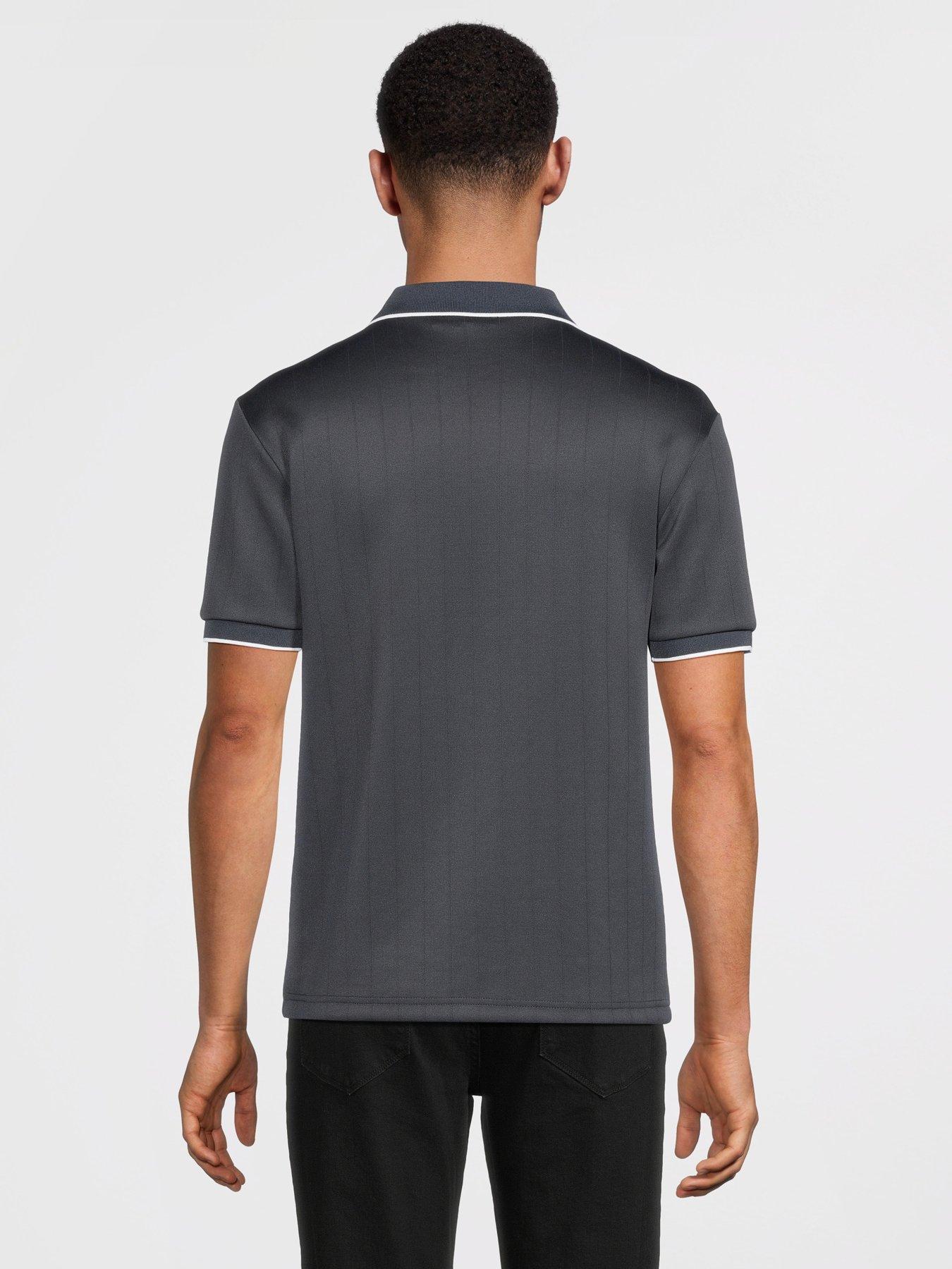 Image 2 of 6 of River Island Zip Through Tipped Polo Shirt - Navy