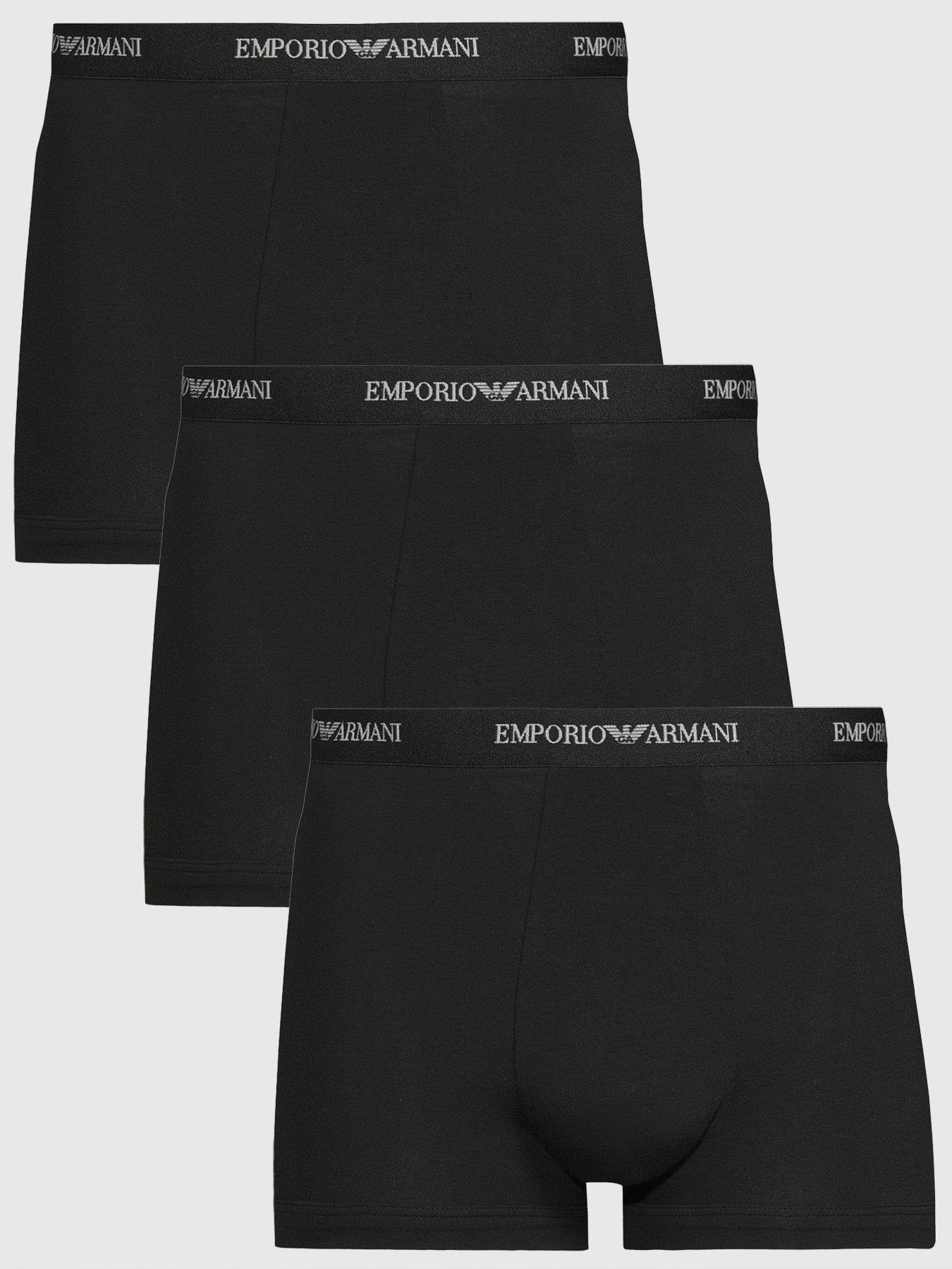 Image 1 of 3 of Emporio Armani Bodywear 3 Pack Stretch Cotton Trunks - Black