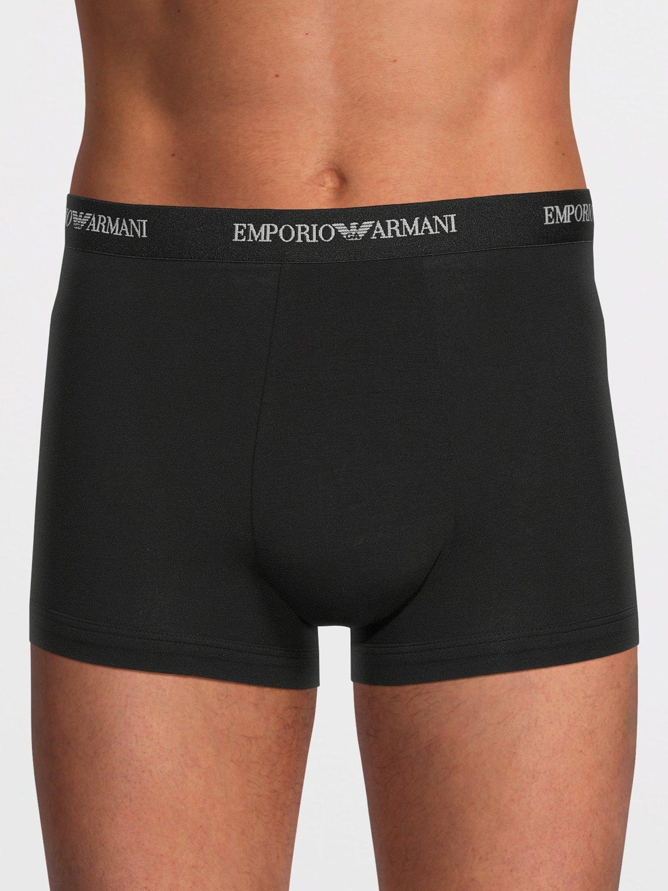 Image 2 of 3 of Emporio Armani Bodywear 3 Pack Stretch Cotton Trunks - Black