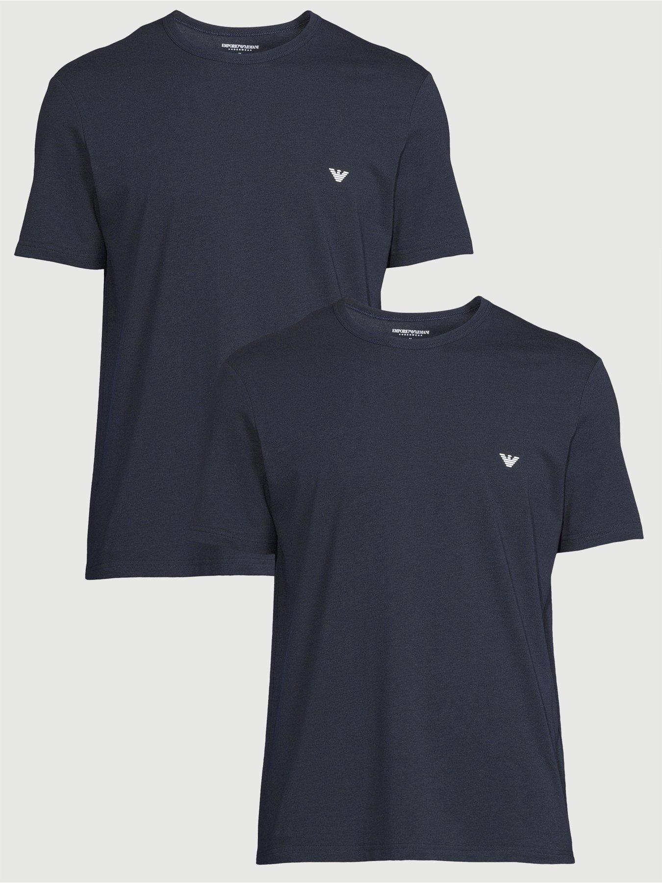 undefined 2 Pack Stretch Cotton Crew Neck T-Shirts - Navy