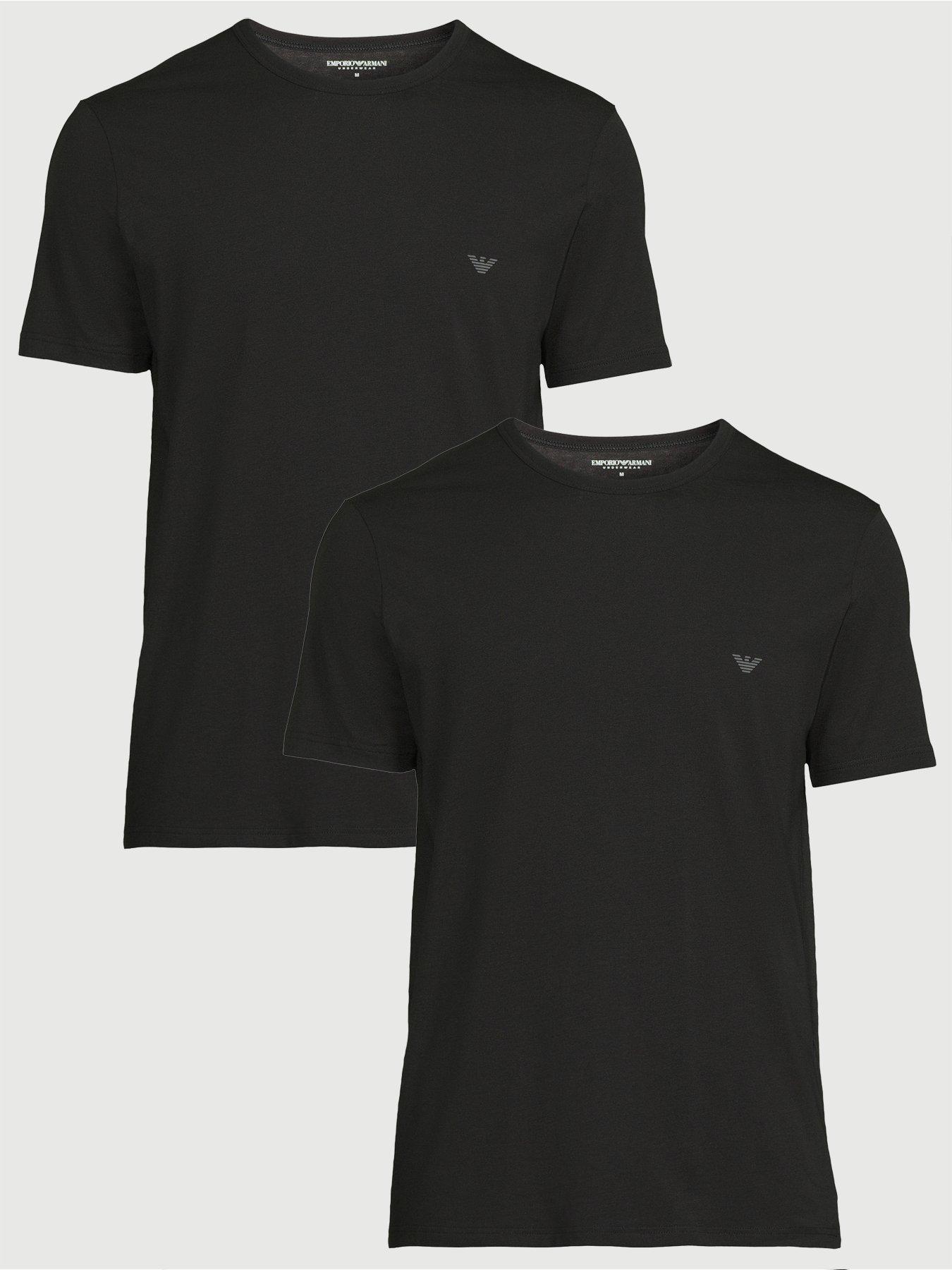 undefined 2 Pack Stretch Cotton Crew Neck T-Shirts - Black