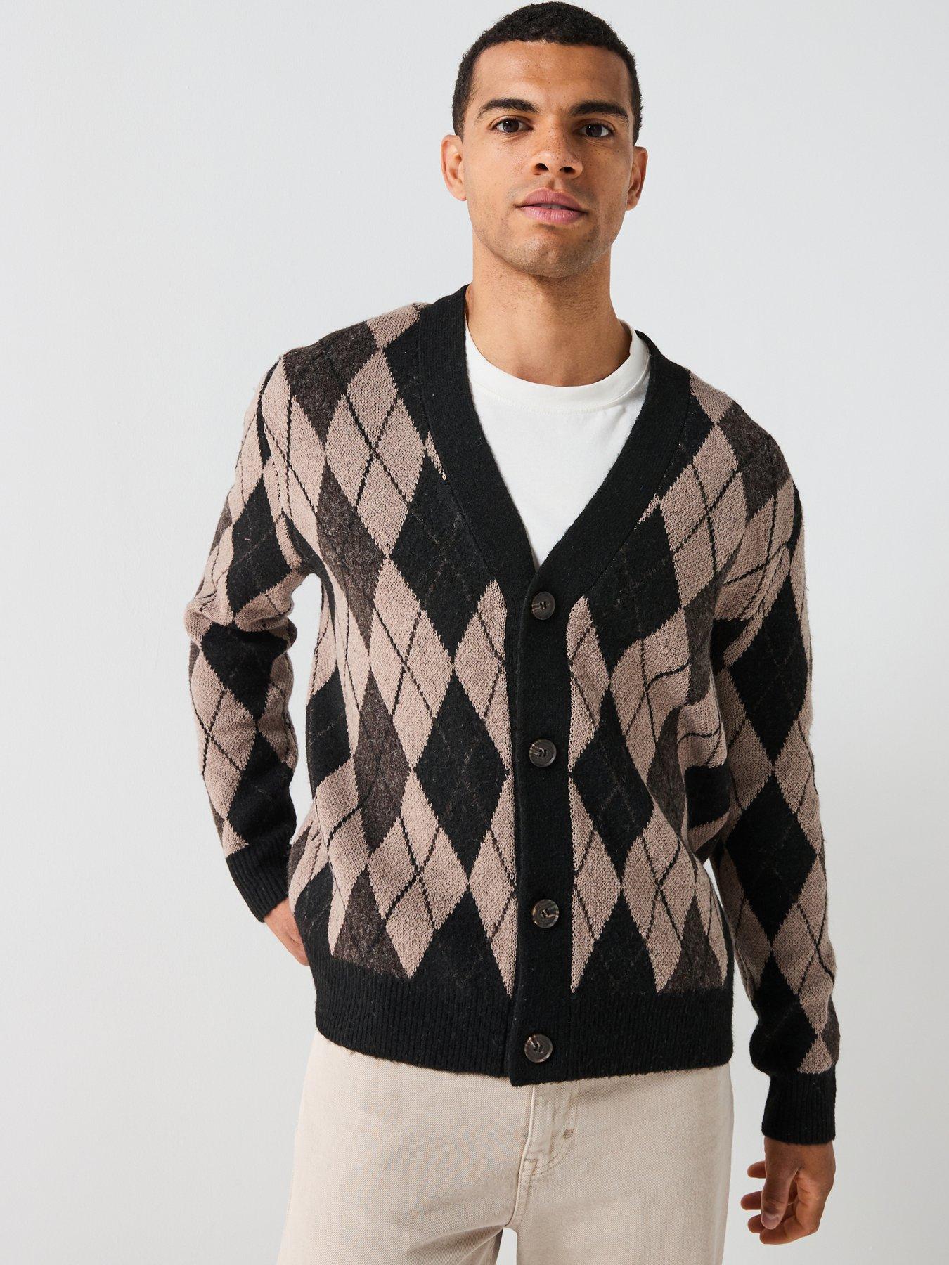 only-sons-allan-argyle-knitted-cardigan-black