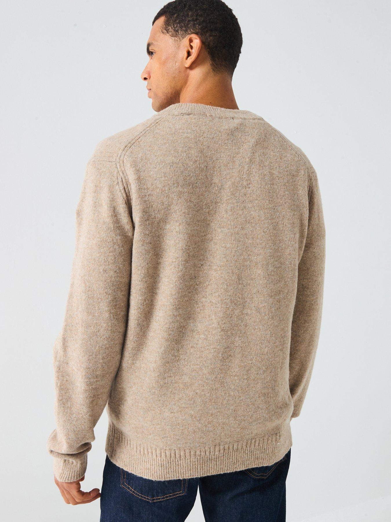 stillFront image of only-sons-brushed-v-neck-knitted-jumper-beige