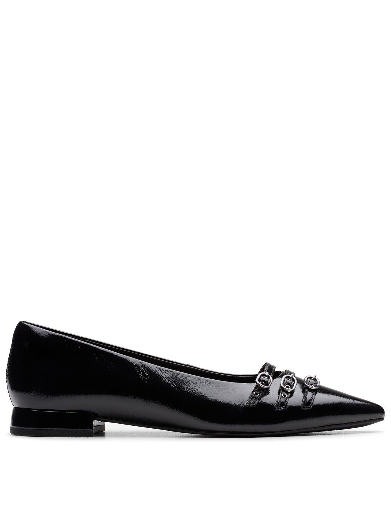 Clarks Sensa15 Strap Leather Ballerinas - Black