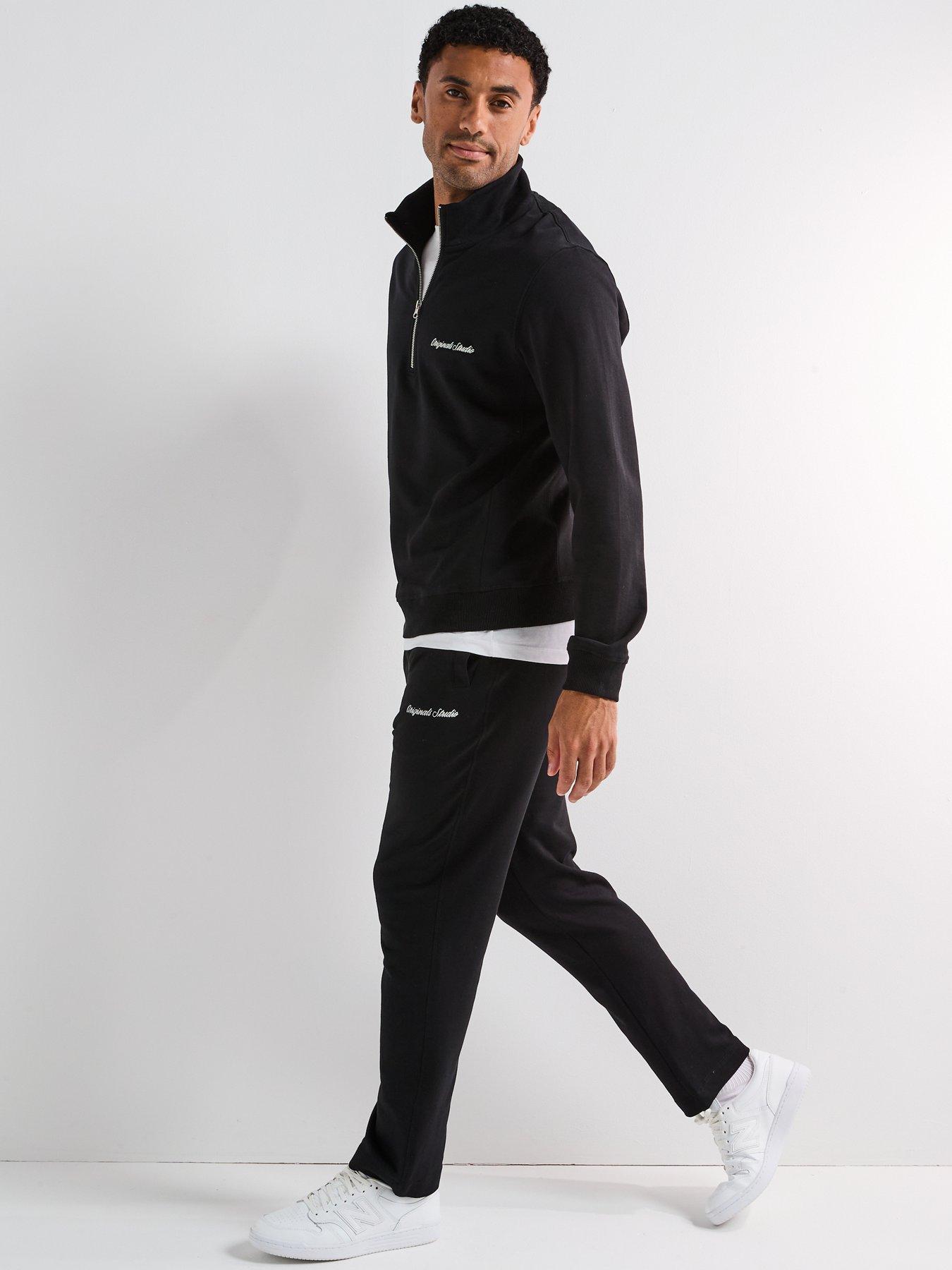 Image 3 of 6 of Jack & Jones Funnel Neck Sweat Top and Jogger Tracksuit - Black