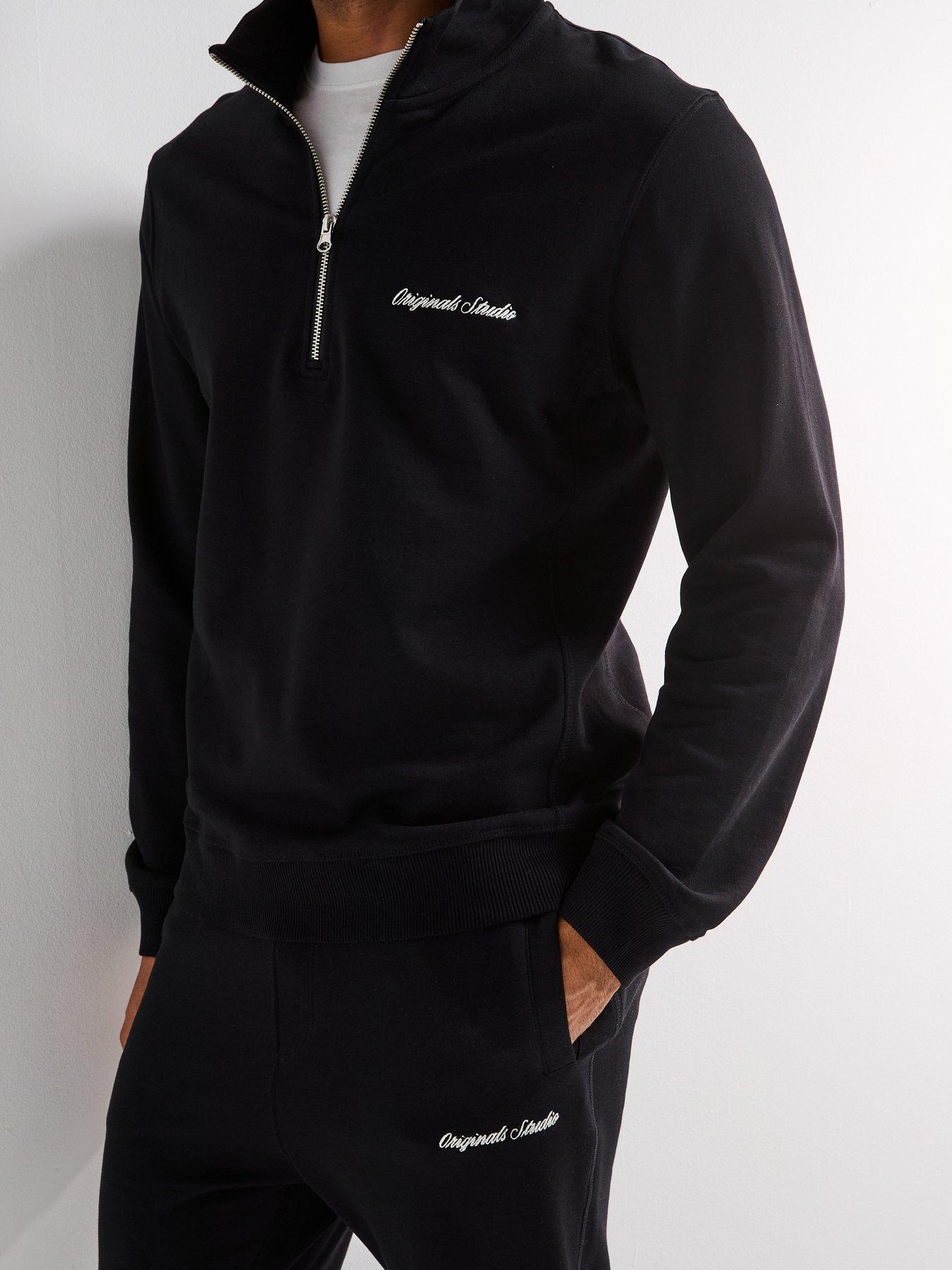Image 6 of 6 of Jack & Jones Funnel Neck Sweat Top and Jogger Tracksuit - Black