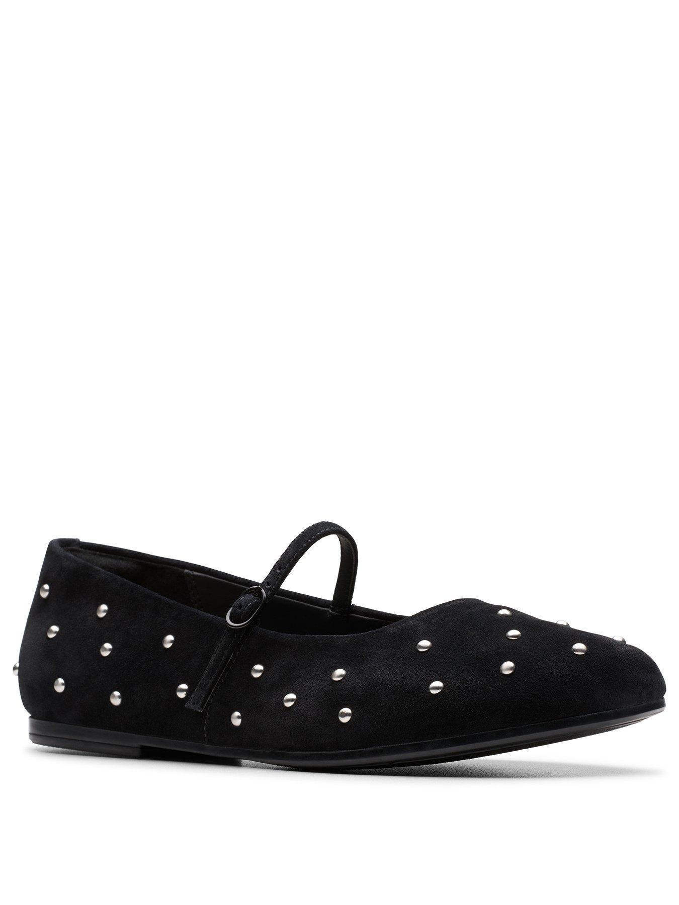 Image 2 of 6 of Clarks Livia Stud Suede Ballerinas - Black