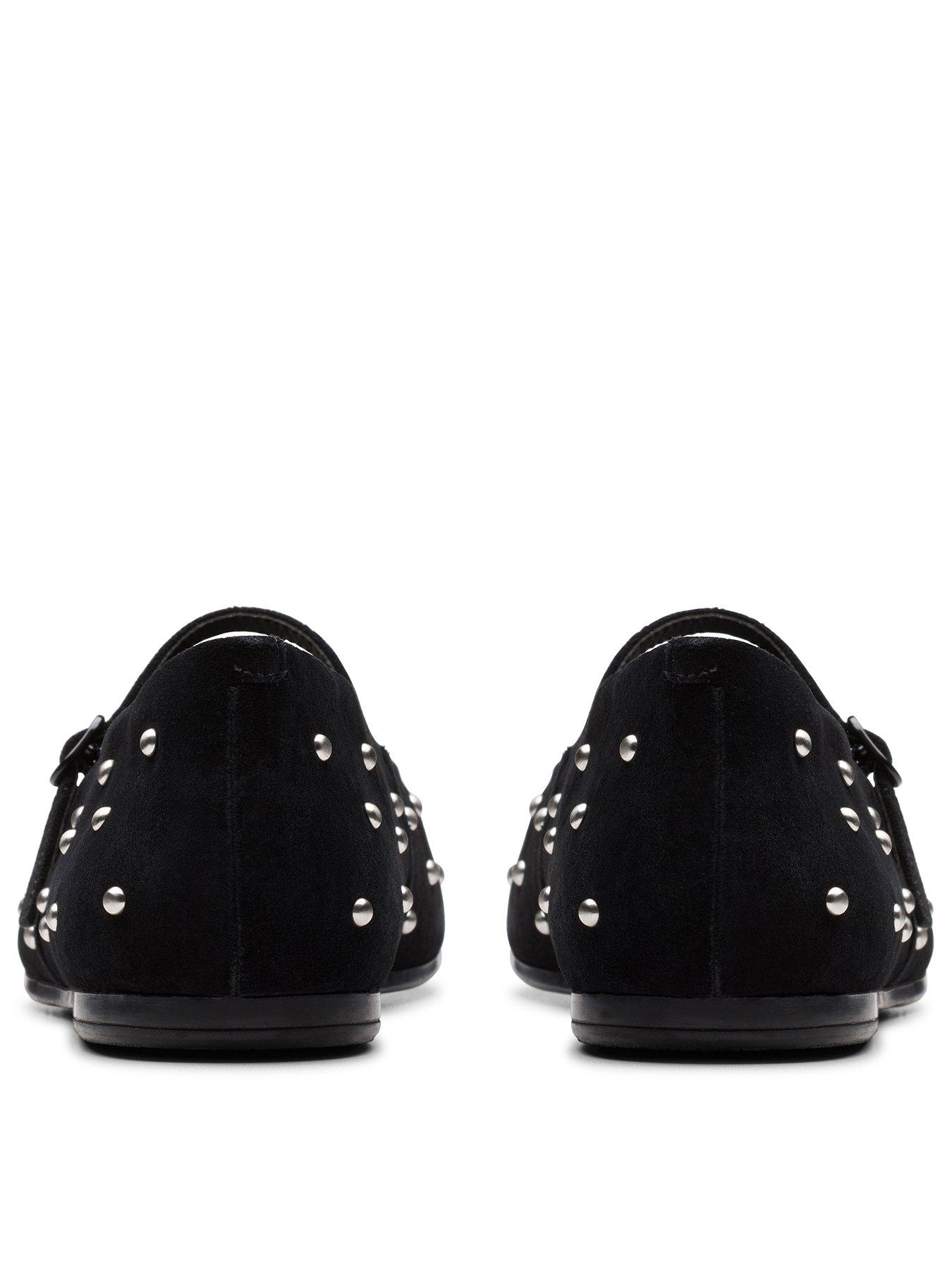 Image 3 of 6 of Clarks Livia Stud Suede Ballerinas - Black