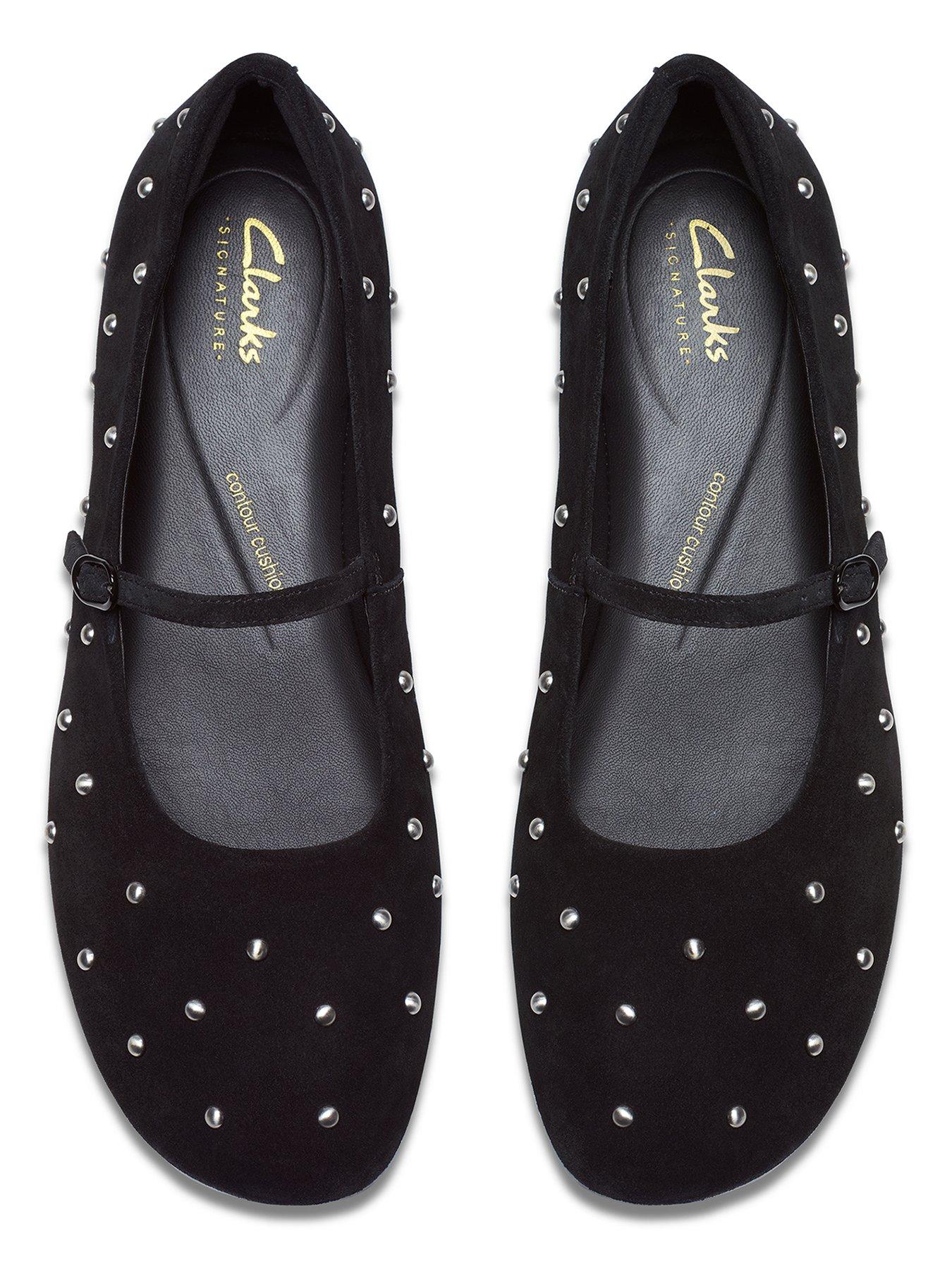 Image 4 of 6 of Clarks Livia Stud Suede Ballerinas - Black