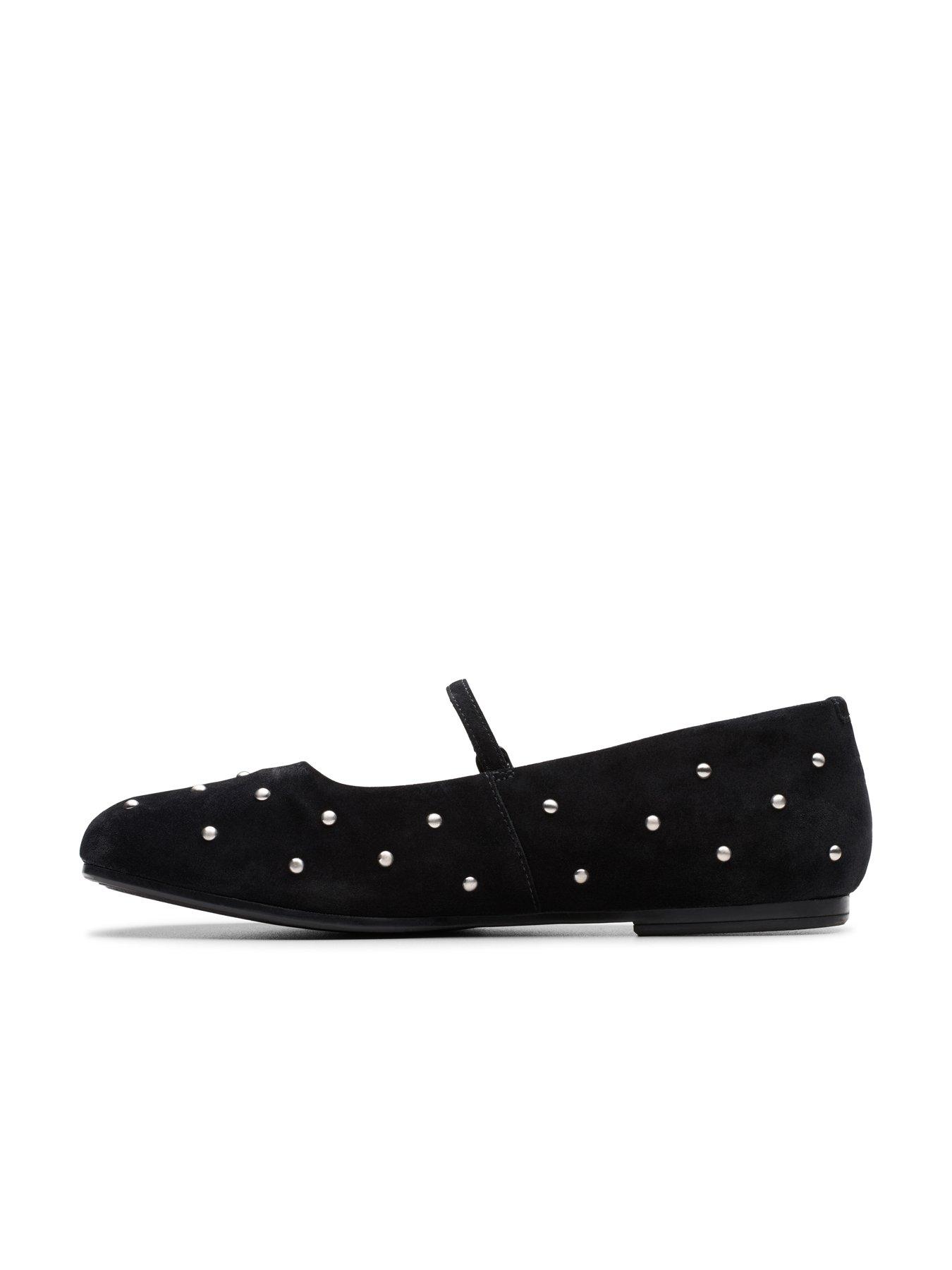 Image 6 of 6 of Clarks Livia Stud Suede Ballerinas - Black