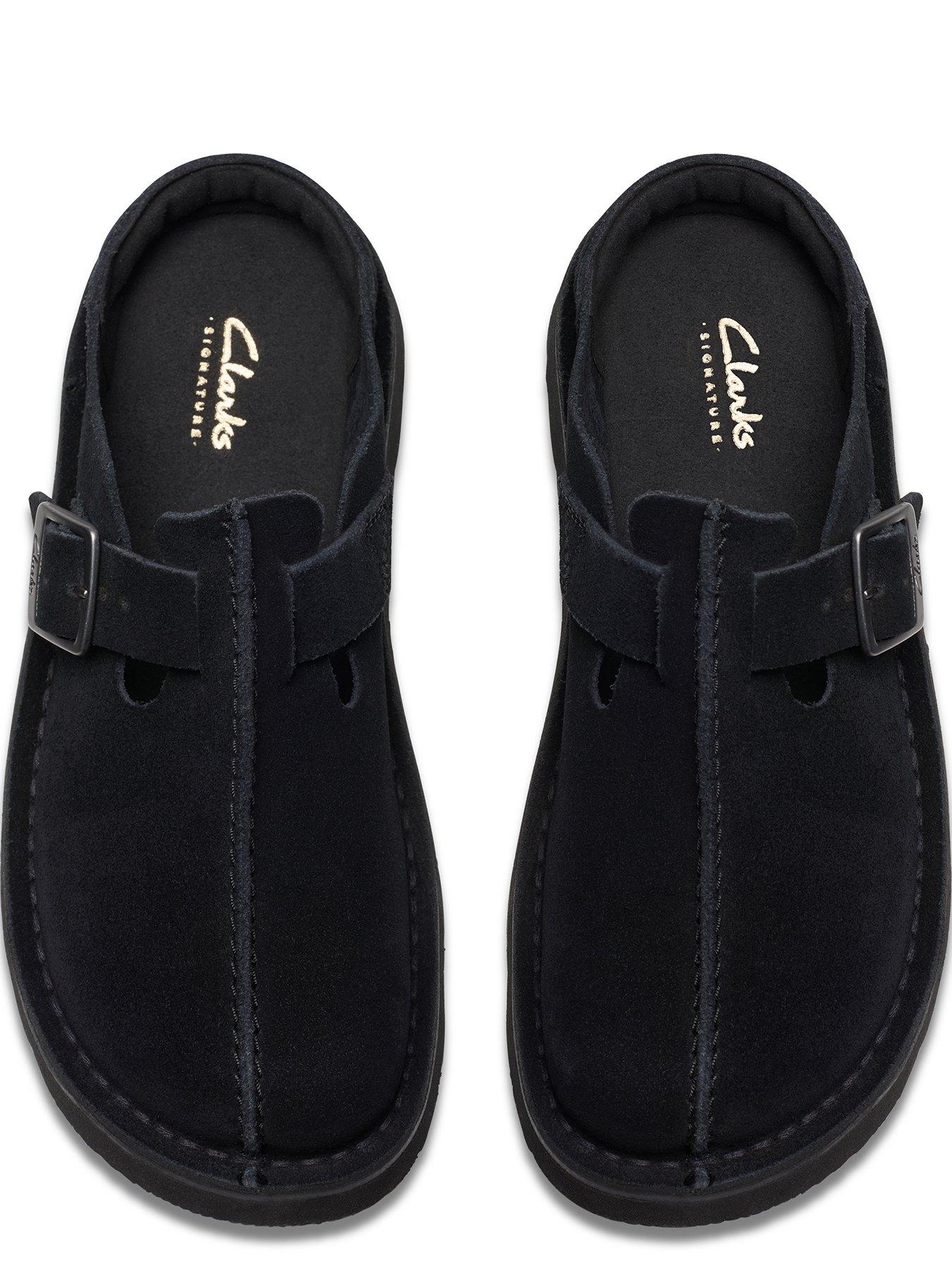 Suede Clarks Mules Mens Solsbury Mule Black Suede Mules Slip On