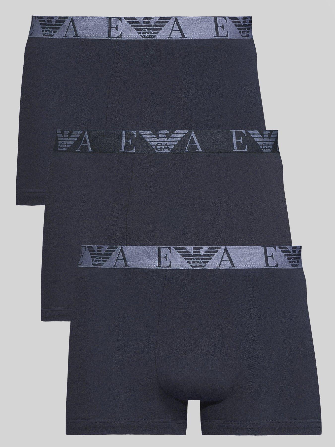 Emporio Armani Bodywear 3 Pack Bold Monogram Trunks - Dark Blue