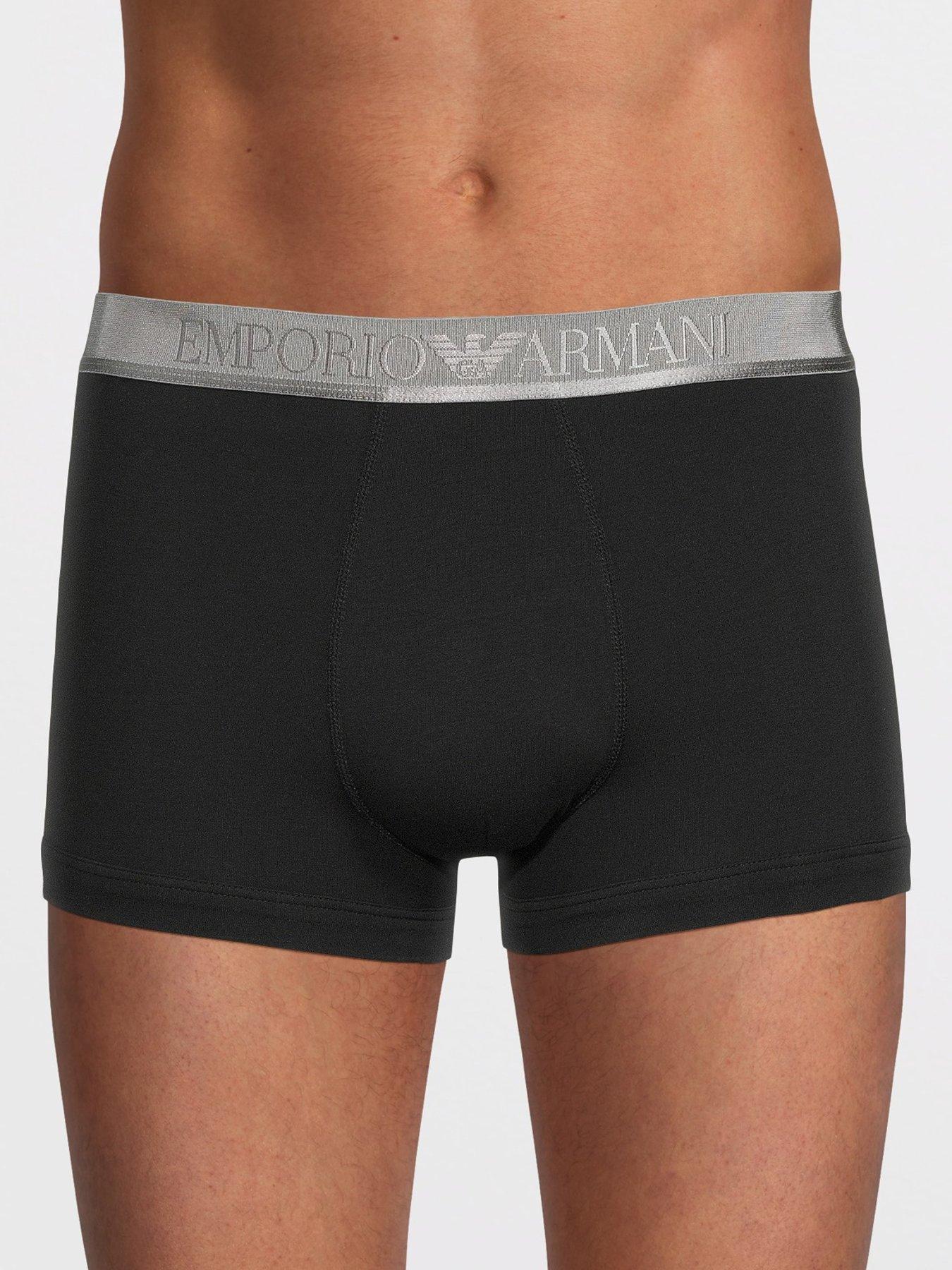 stillFront image of emporio-armani-bodywear-3-pack-shiny-logo-waistband-trunks-black