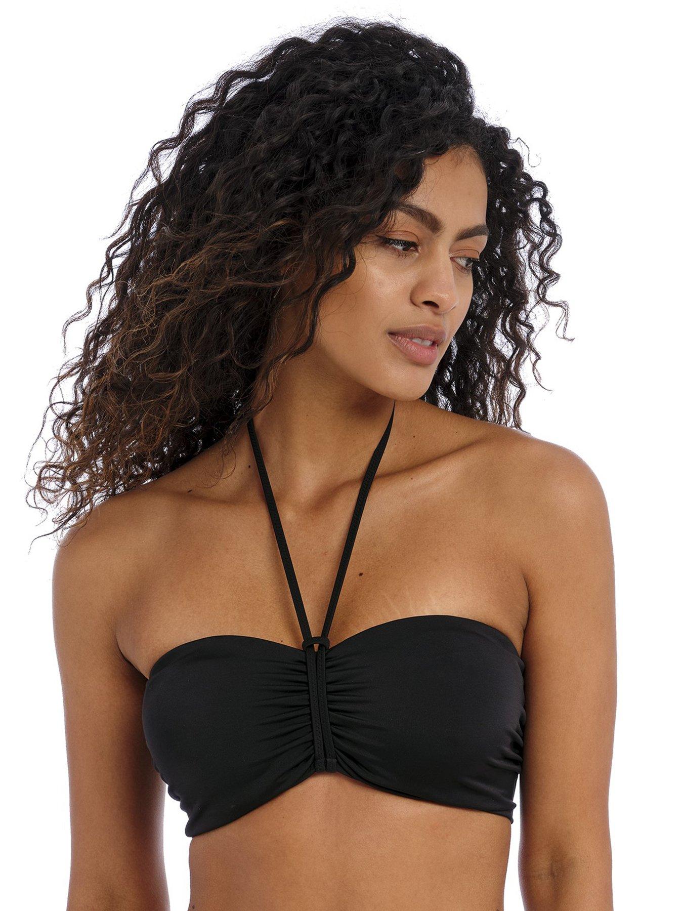 undefined Jewel Cove Underwire Bandeau Bikini Top-plain Black