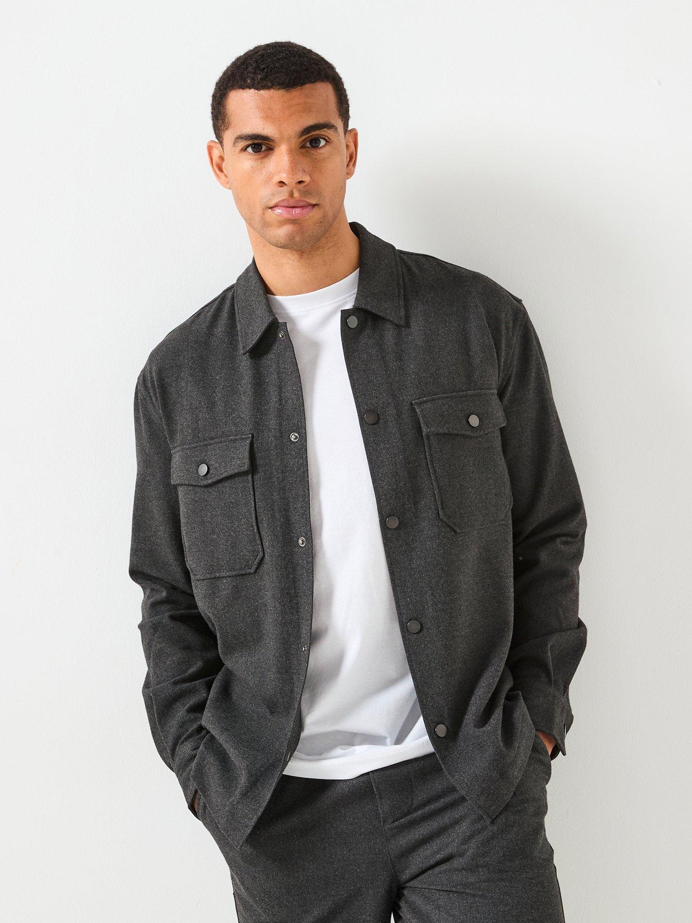  image of only-sons-mark-brushed-overshirt-grey