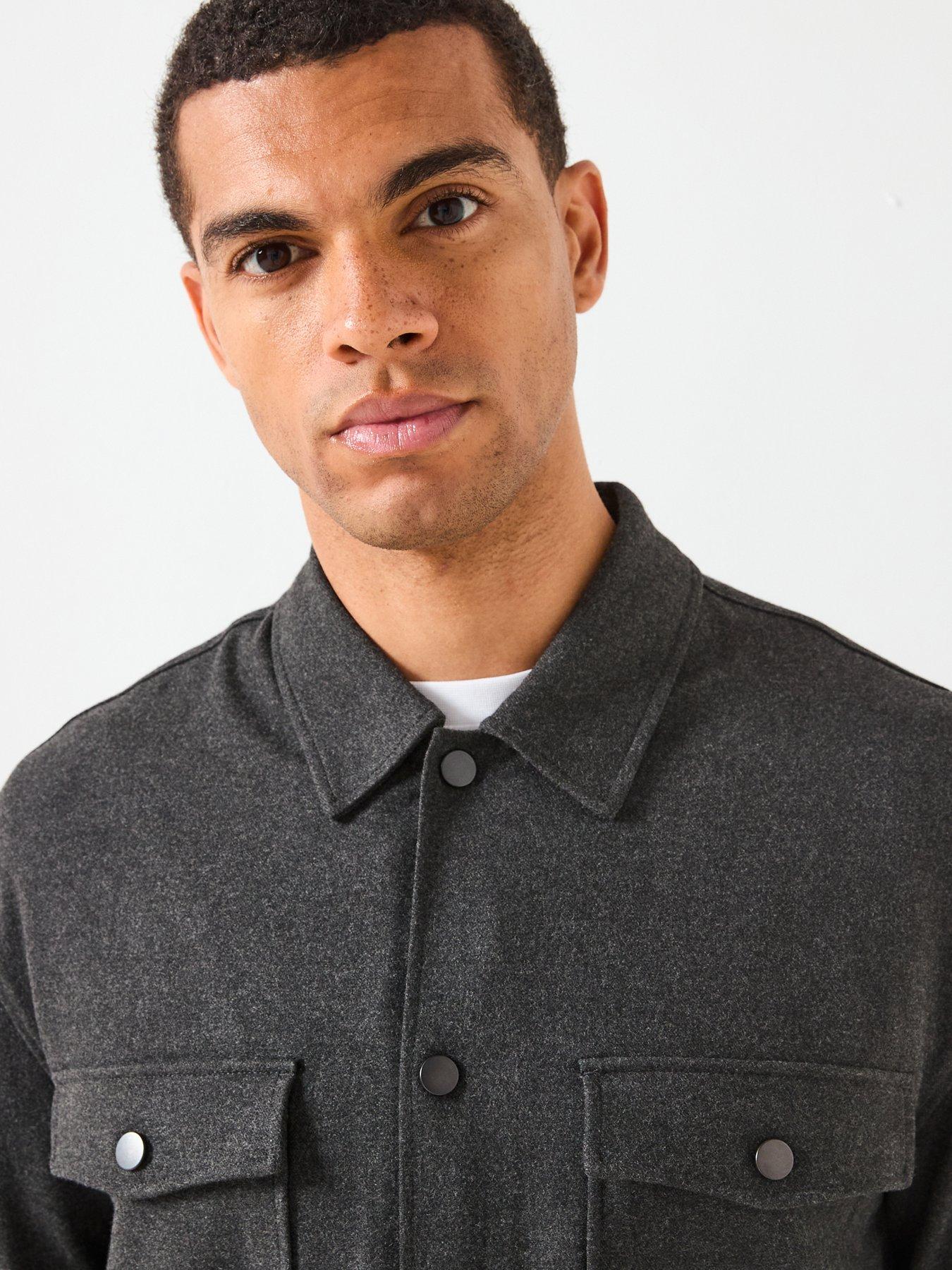  image of only-sons-mark-brushed-overshirt-grey
