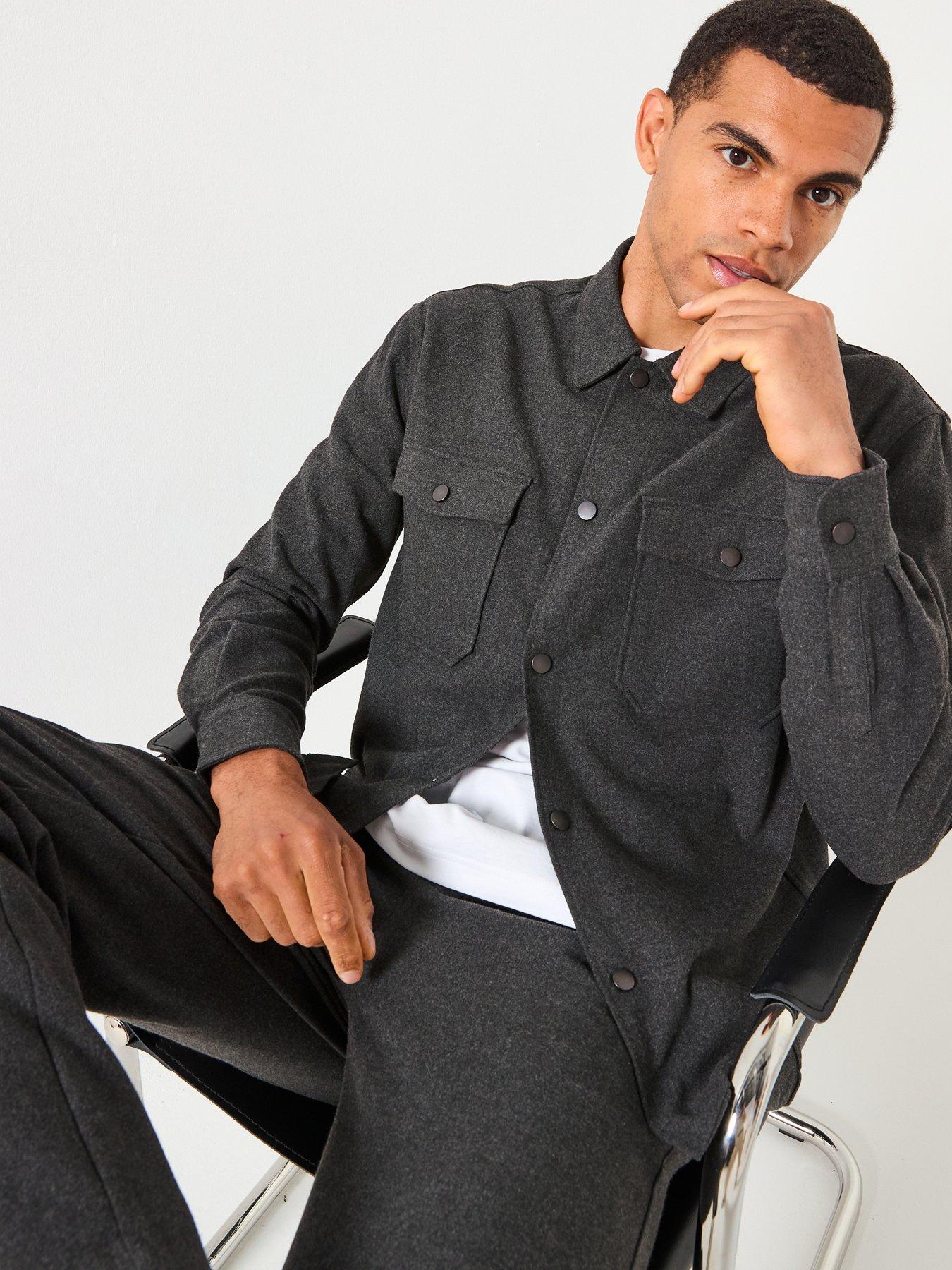  image of only-sons-mark-brushed-overshirt-grey