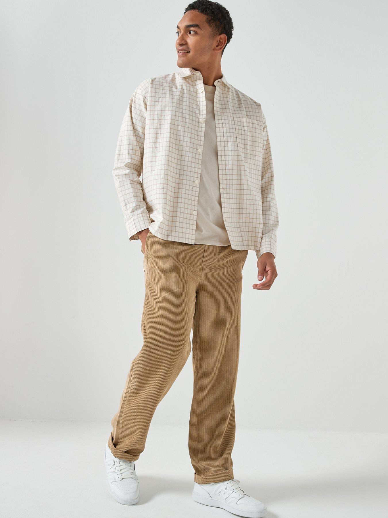  image of only-sons-sinus-loose-fit-corduroy-trousers-khaki