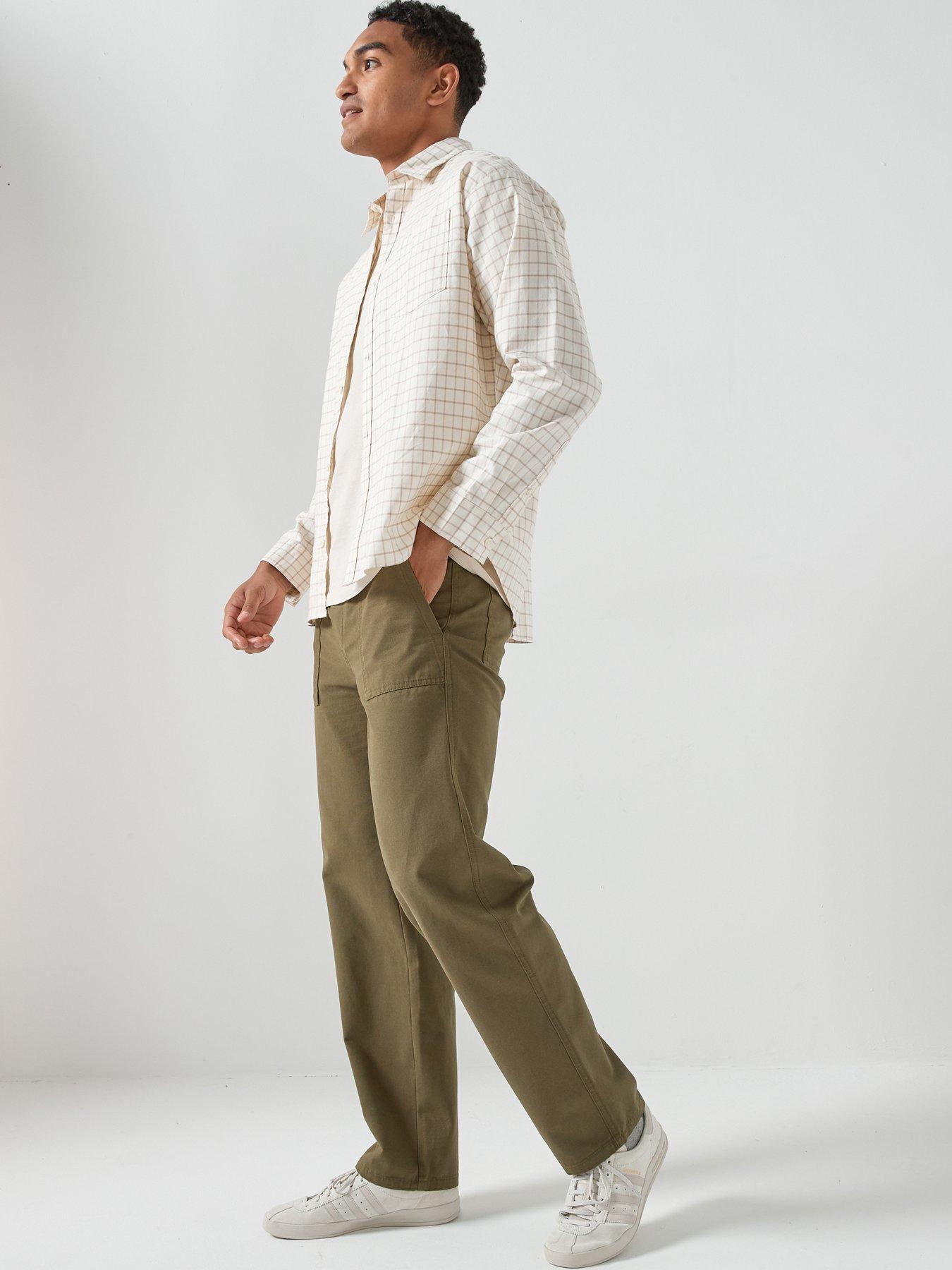  image of only-sons-sinus-loose-fit-casual-trousers-dark-khaki