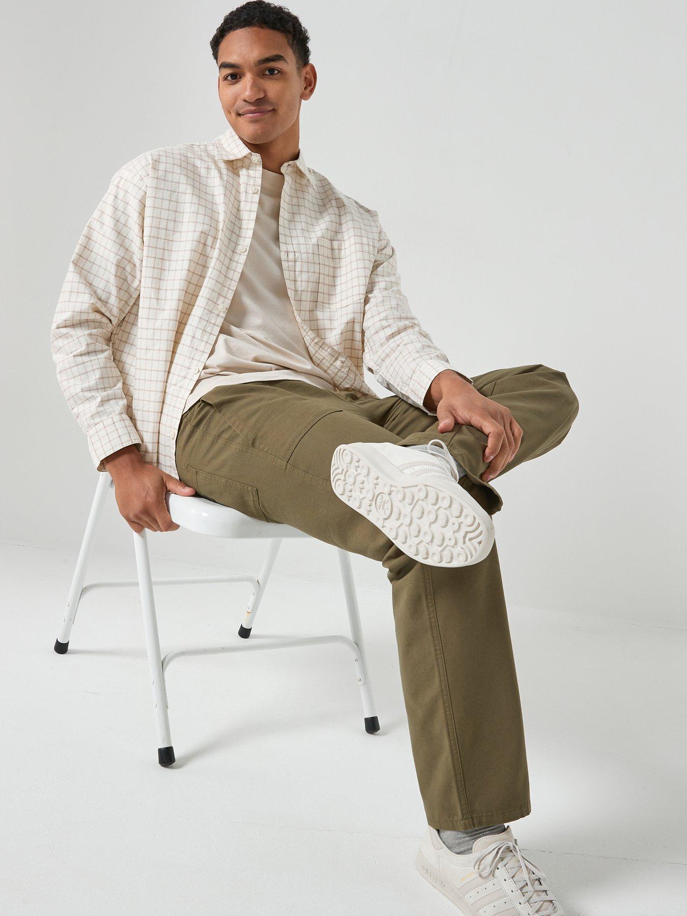  image of only-sons-sinus-loose-fit-casual-trousers-dark-khaki