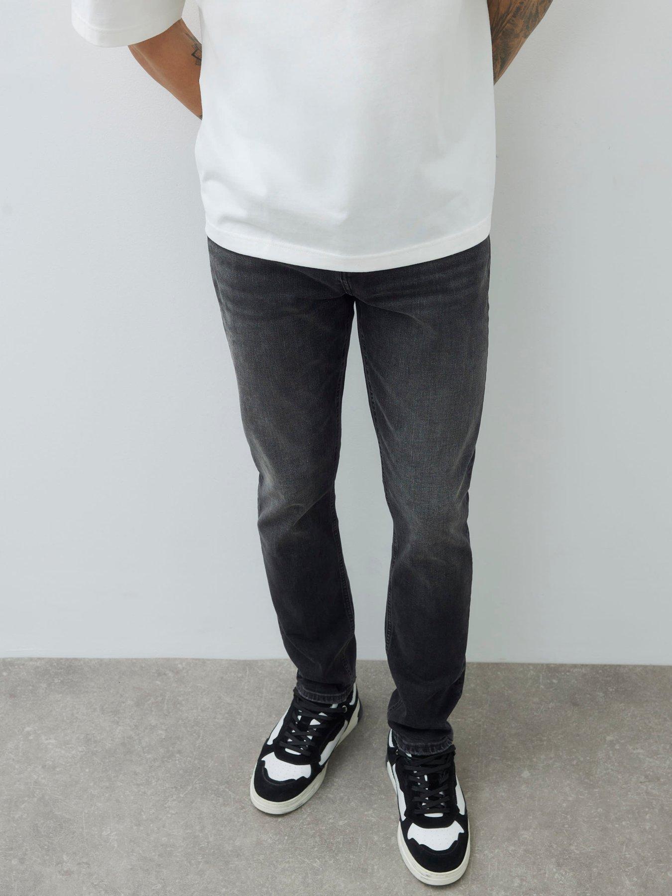  image of river-island-slim-fit-edric-washed-jean-black