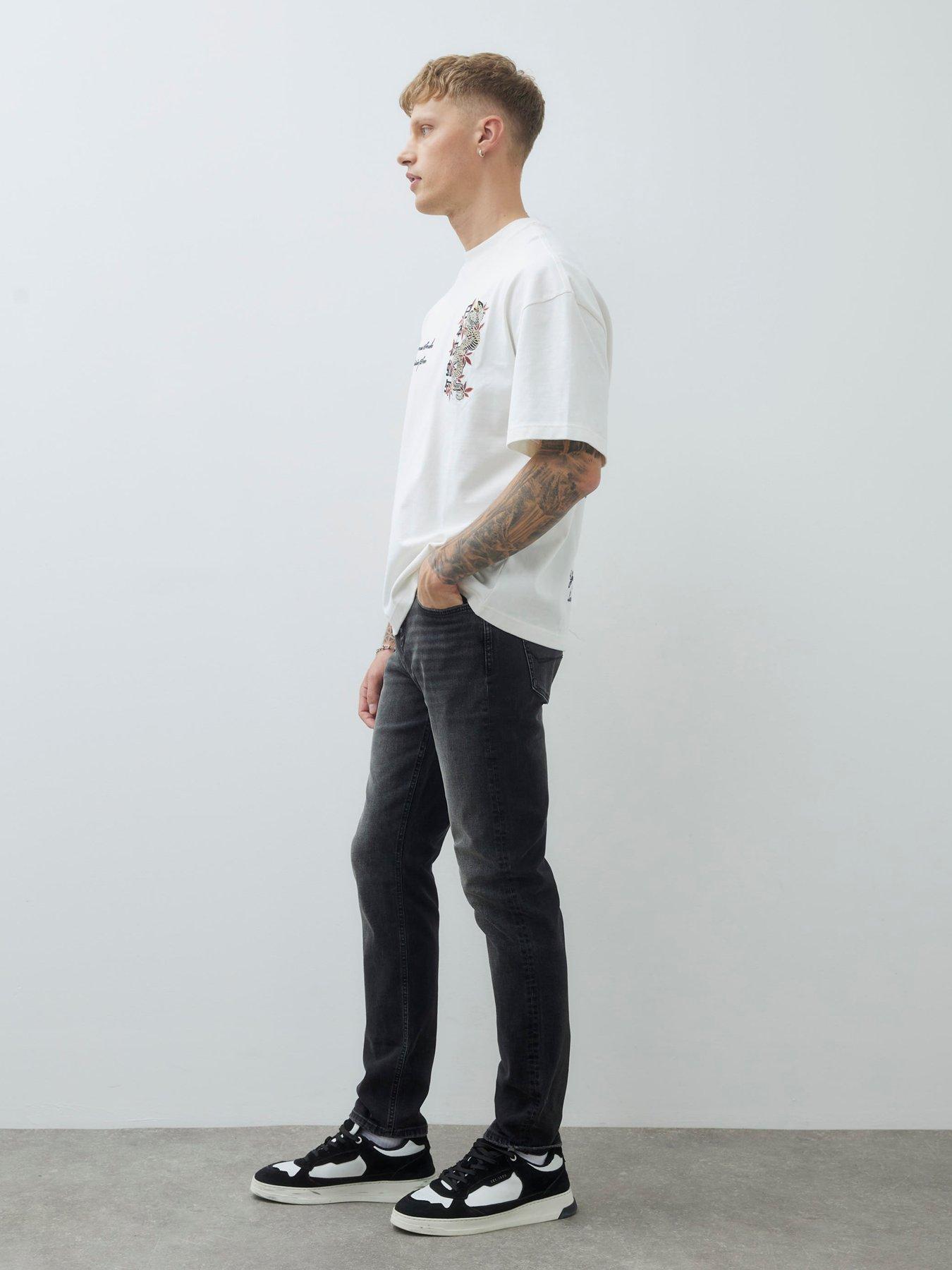  image of river-island-slim-fit-edric-washed-jean-black