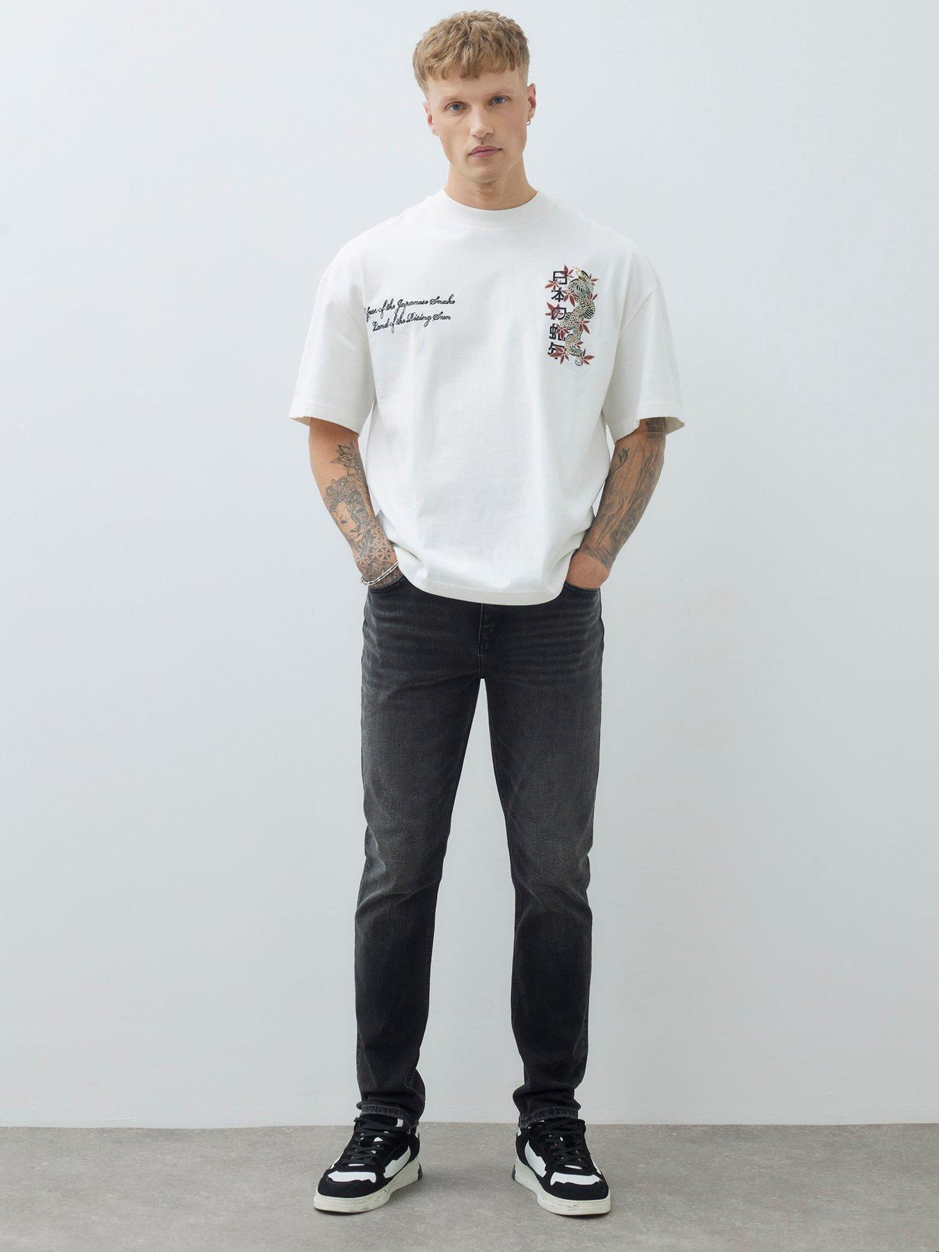  image of river-island-slim-fit-edric-washed-jean-black