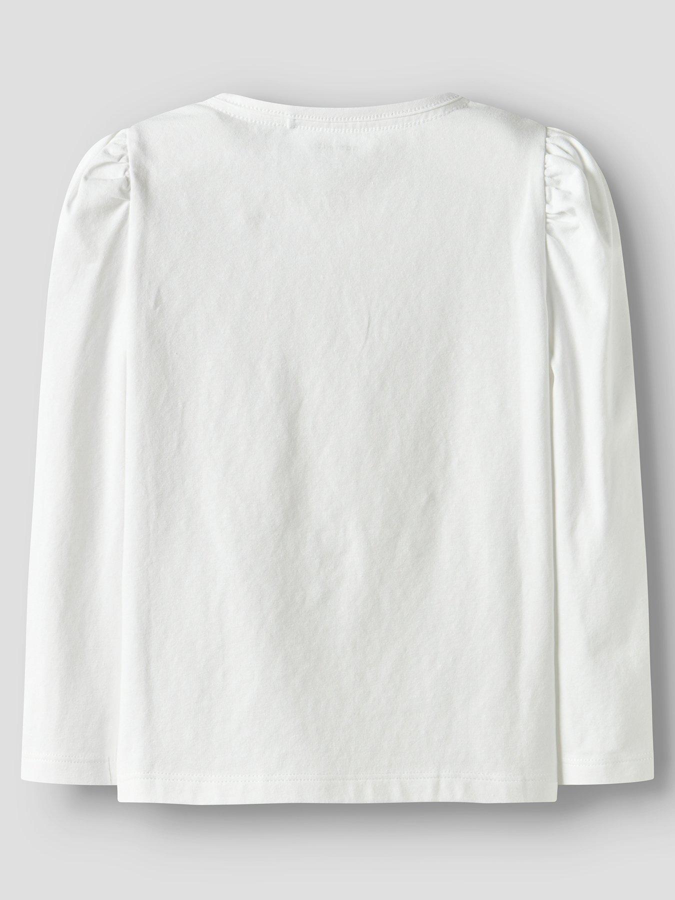 Image 2 of 3 of Name It Mini Girls 3D Bow Long Sleeve Tshirt - White